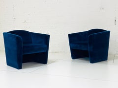 Pair of Postmodern Angular Barrel Back Lounge Chairs