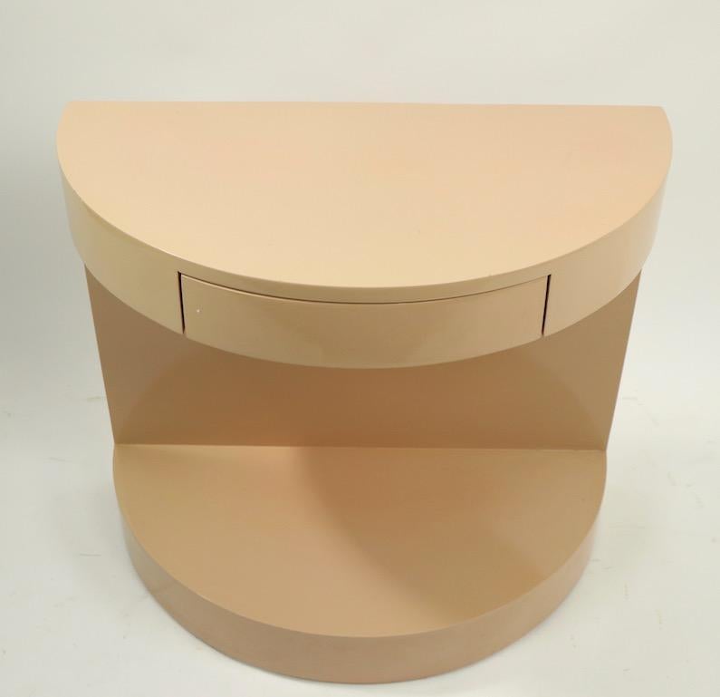 Post-Modern Pair of Postmodern Demilune Lacquered Nightstands