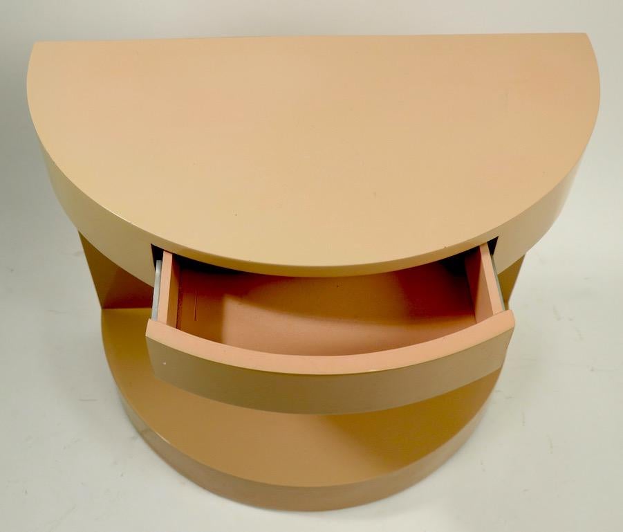Wood Pair of Postmodern Demilune Lacquered Nightstands