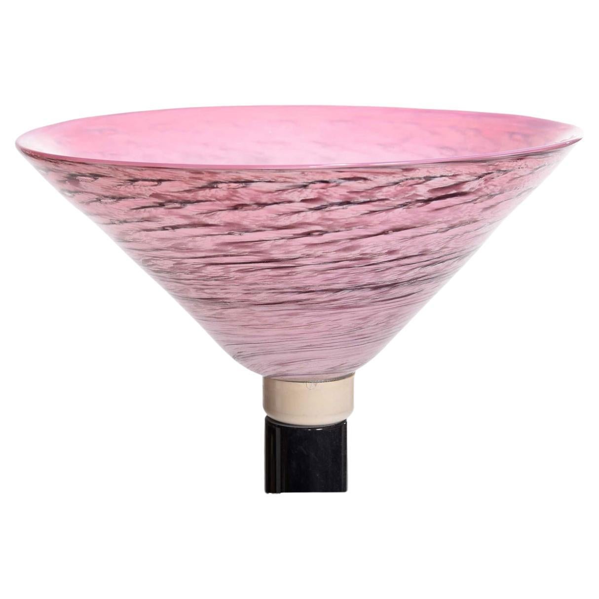 American Pair Post Modern Design marble Floor Lamps with Pink Art Glass pink Shade