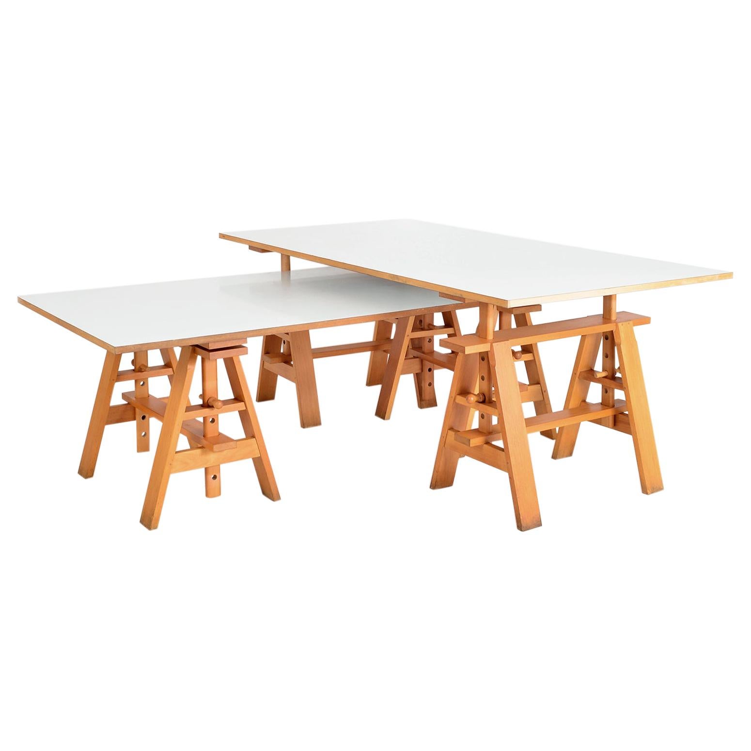 Postmodern Italian Leonardo Desks Work Tables Achille Castiglioni Zanotta, Pair