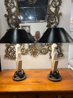 Pair Post Modern Memphis Style Table Lamps