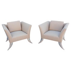 Pair Post-Modern & Vintage Sculptural Lounge Chairs, Style of Jordan Mozer