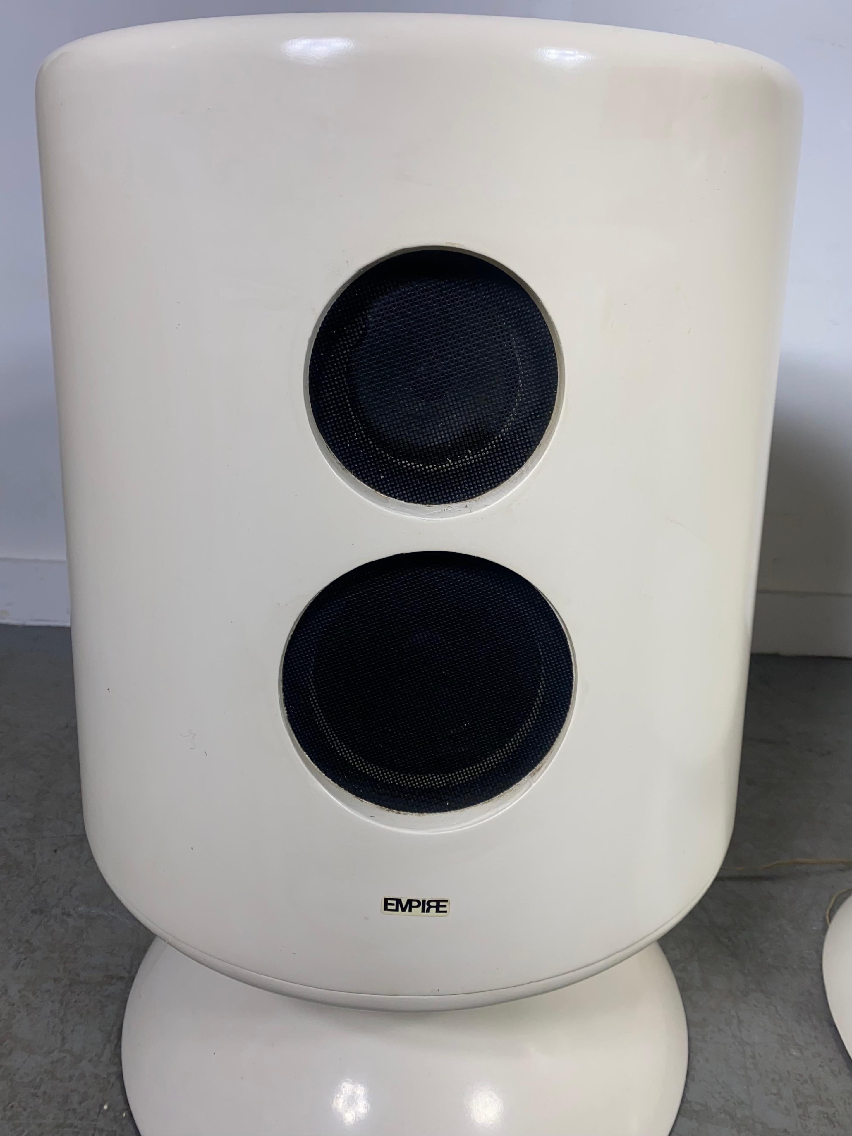 Space Age Pair Post Modernist / Spaceage Fiberglass Stereo Speakers  Empire , Jupitar 6500 For Sale