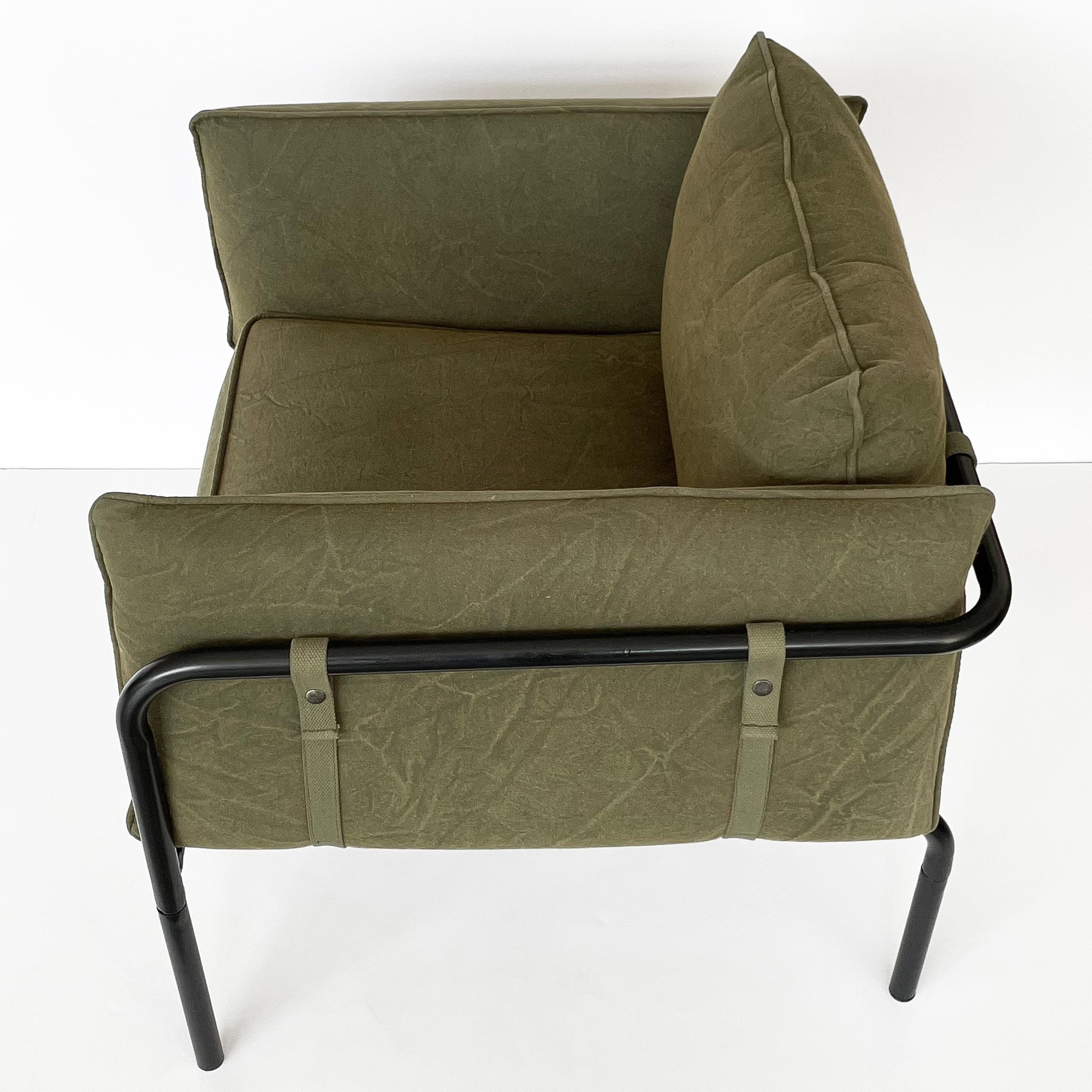 Pair Postmodern Canvas Lounge Chairs 2
