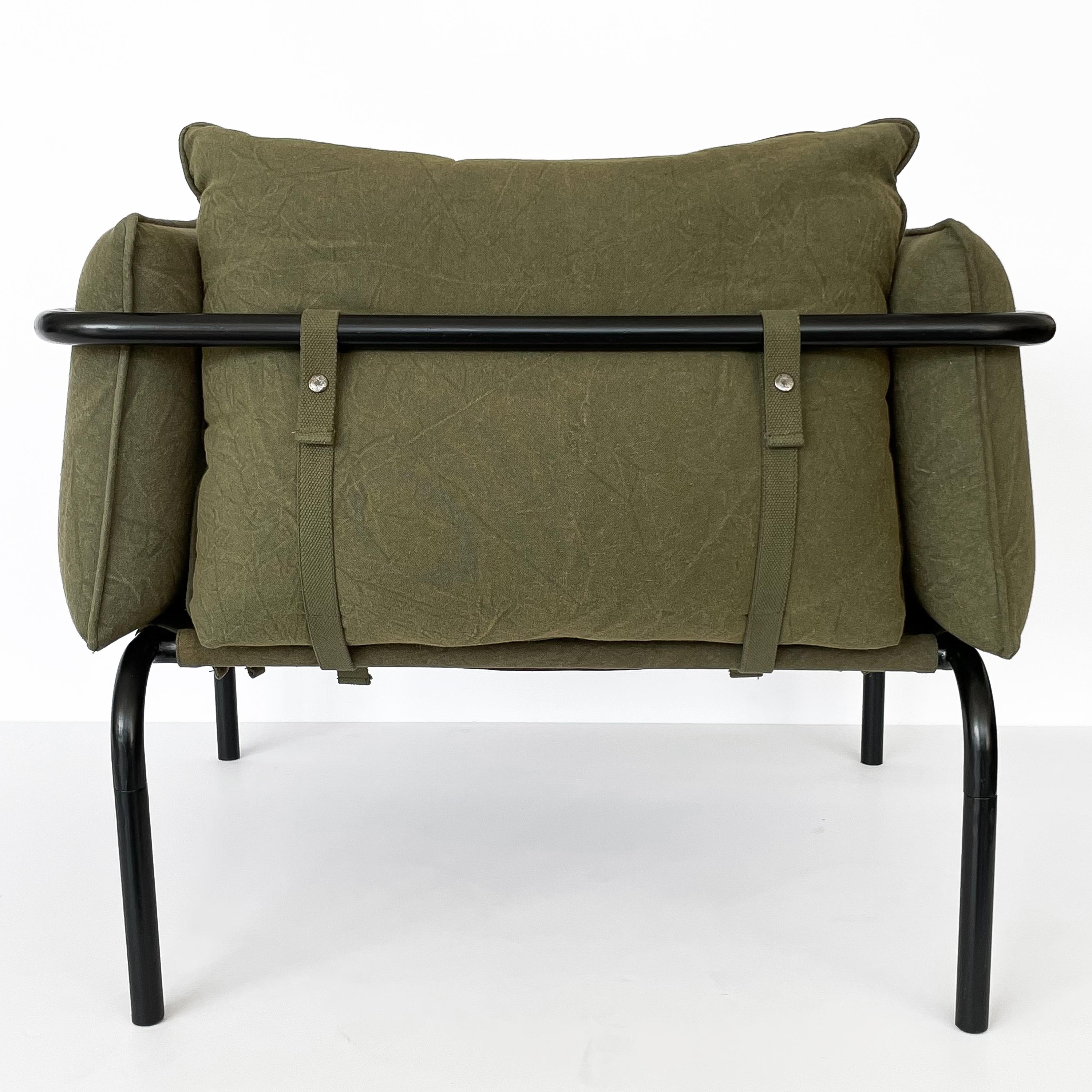 Pair Postmodern Canvas Lounge Chairs 5