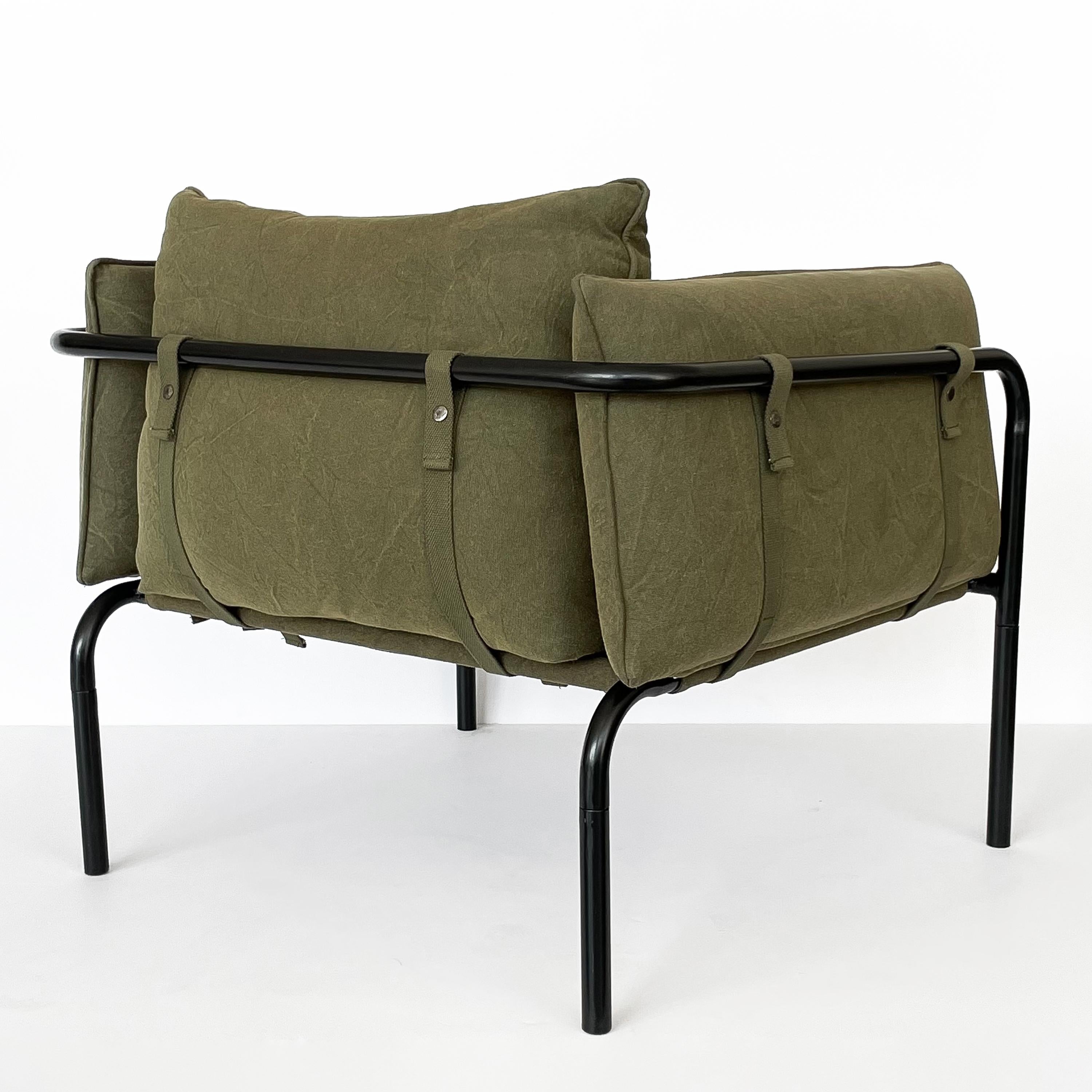Pair Postmodern Canvas Lounge Chairs 7