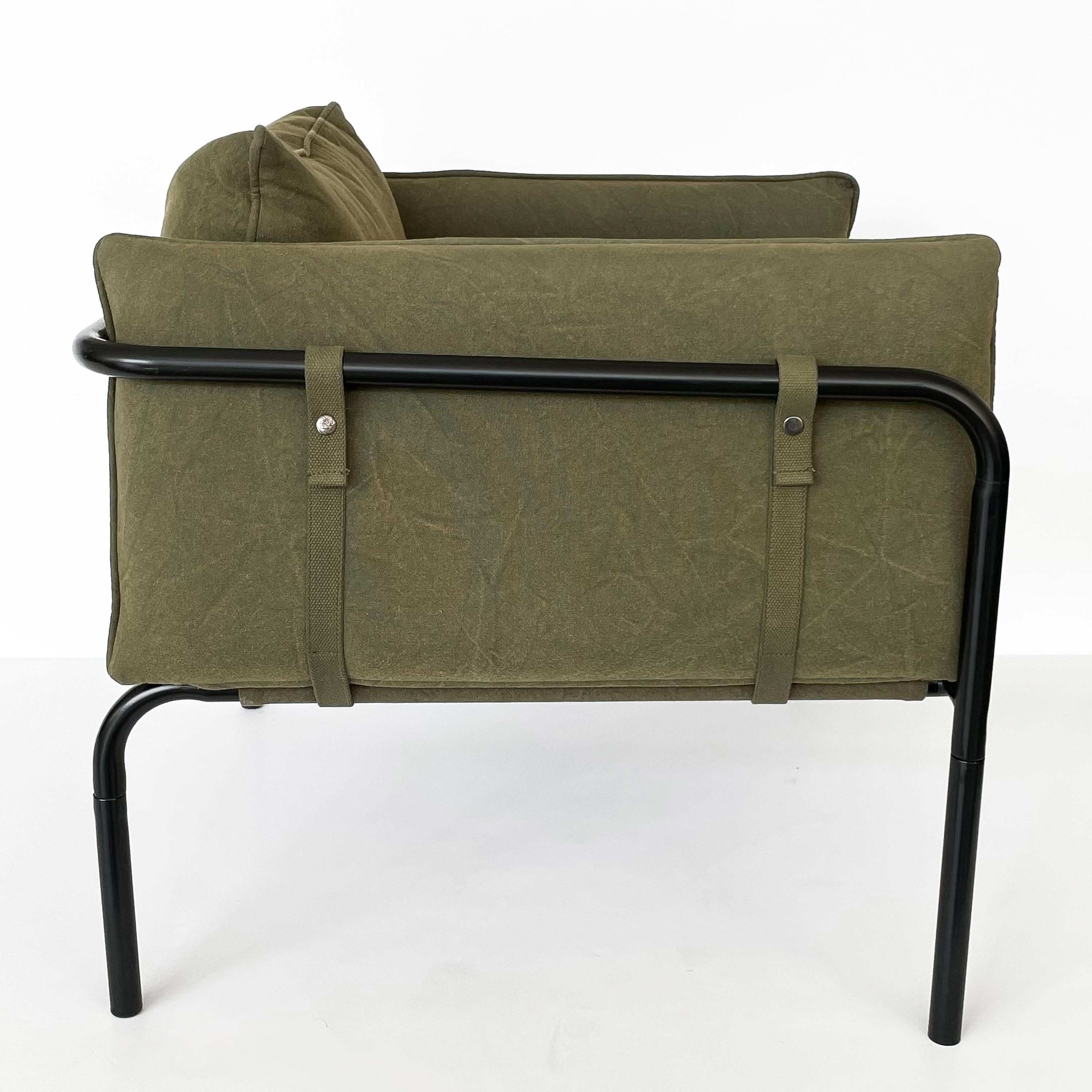 Pair Postmodern Canvas Lounge Chairs 9