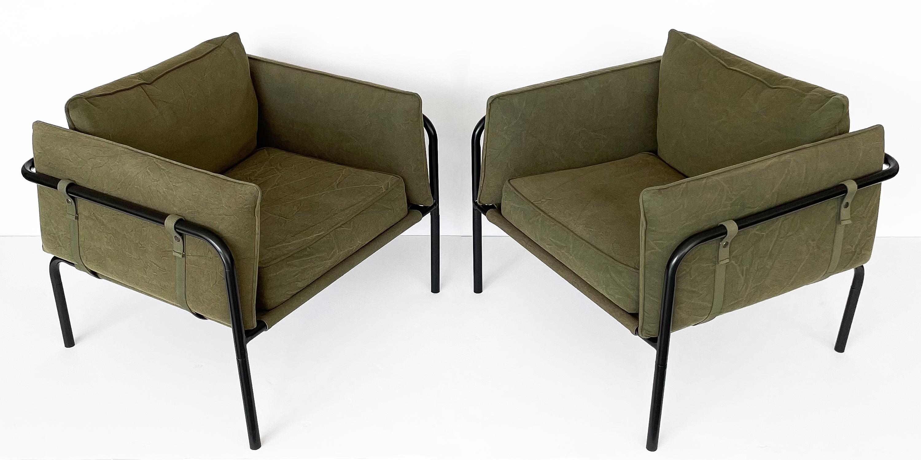 Post-Modern Pair Postmodern Canvas Lounge Chairs