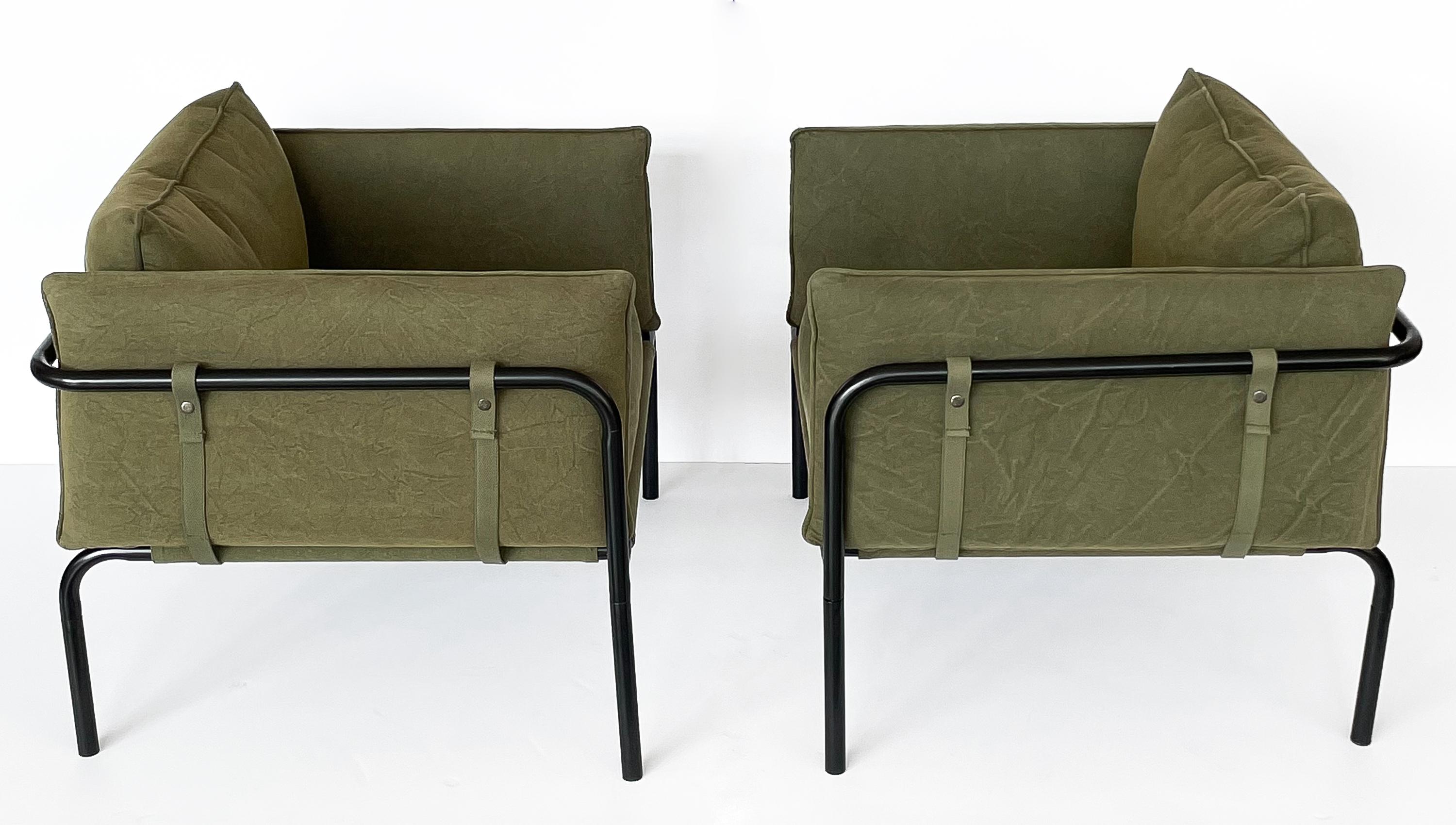 Unknown Pair Postmodern Canvas Lounge Chairs