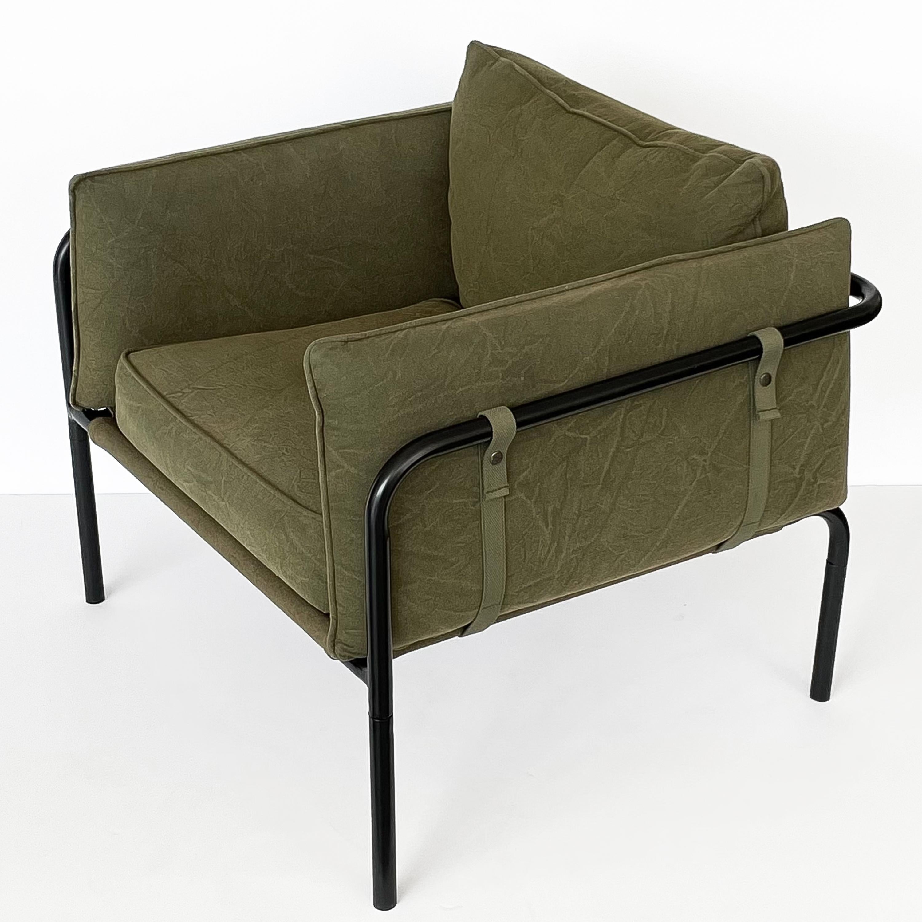 20th Century Pair Postmodern Canvas Lounge Chairs