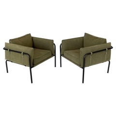 Pair Postmodern Canvas Lounge Chairs