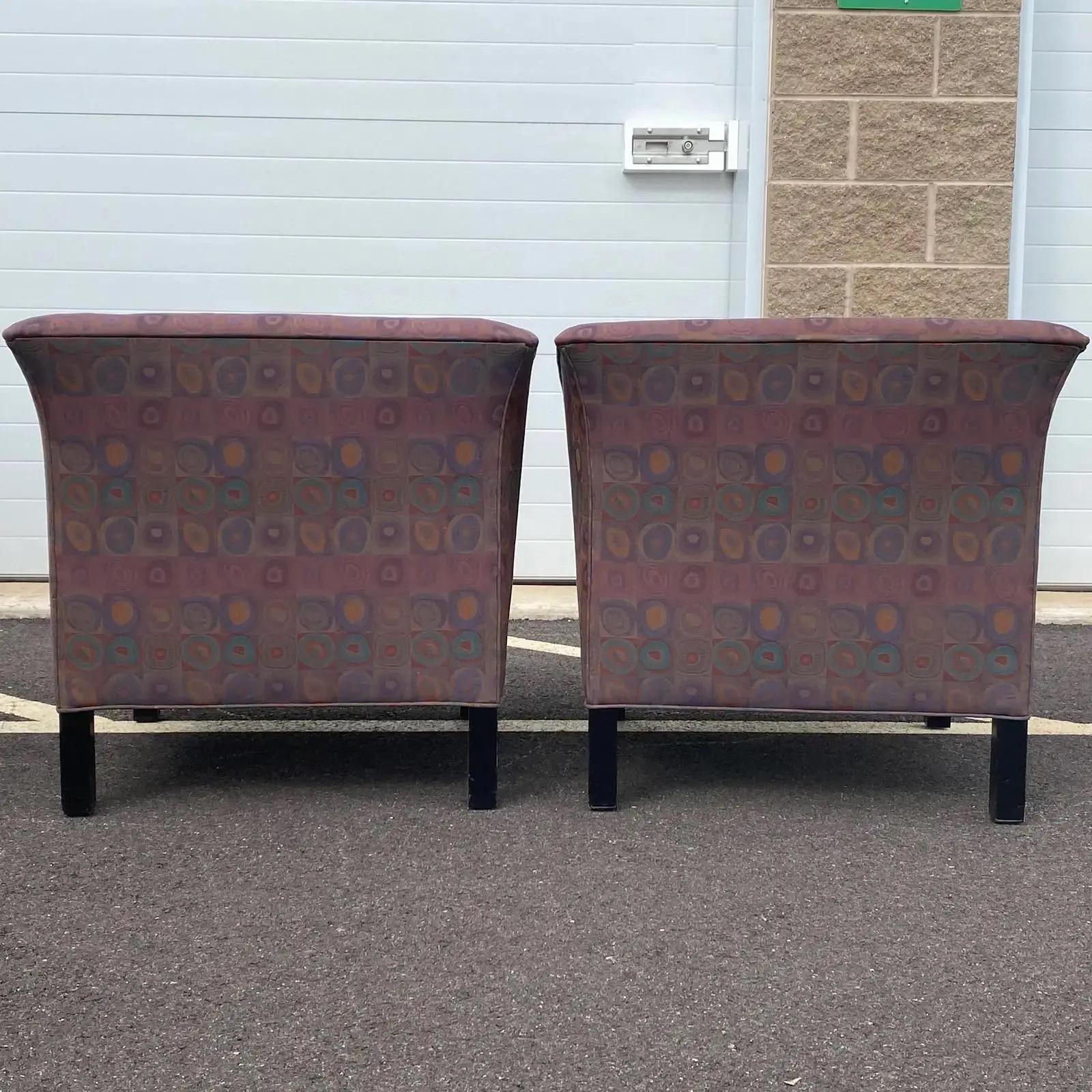 Pair Postmodern Jack Cartwright Morse Lounge Chairs (A) In Fair Condition For Sale In West Chester, PA