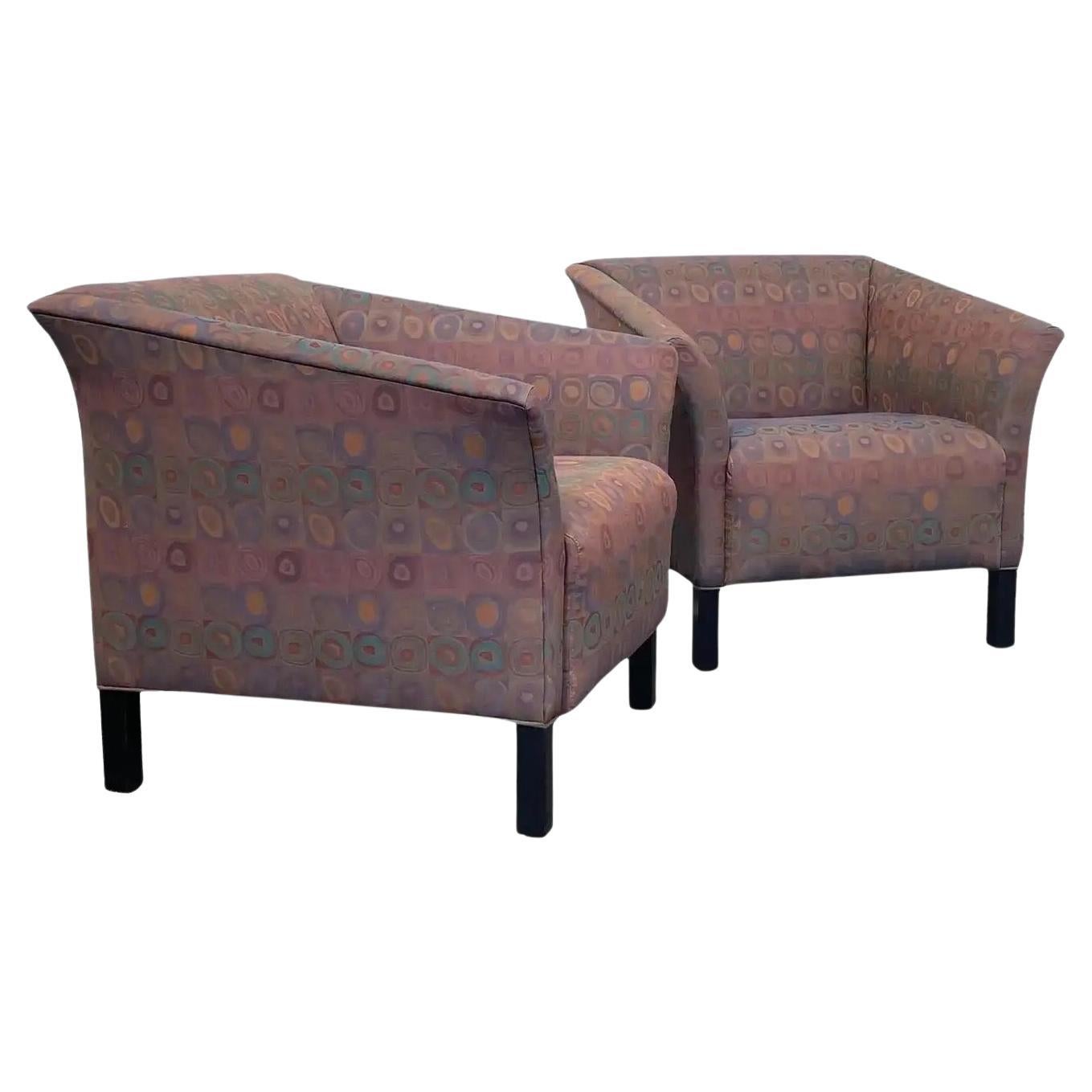 Pair Postmodern Jack Cartwright Morse Lounge Chairs (A) For Sale