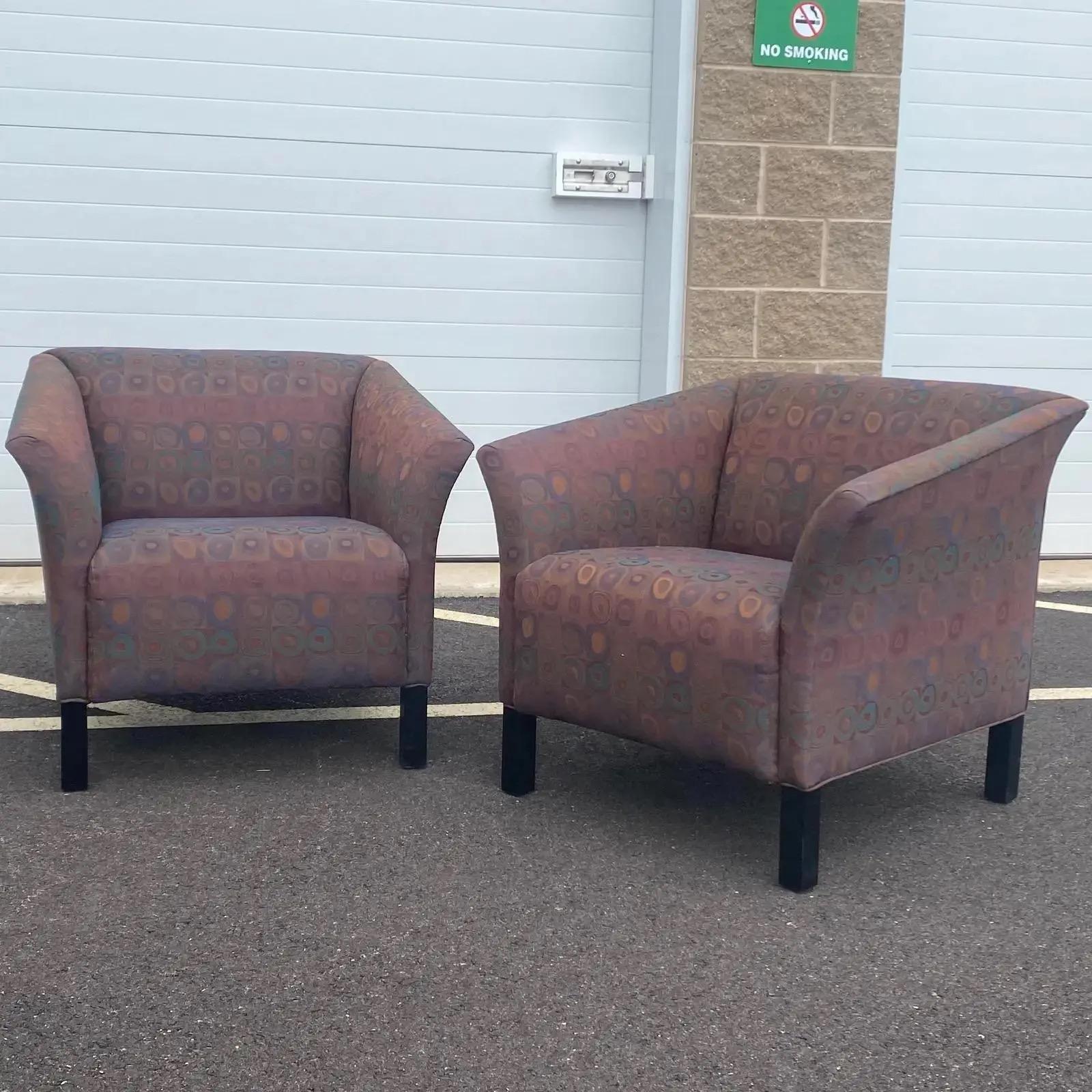 Post-Modern Pair Postmodern Jack Cartwright Morse Lounge Chairs (B) For Sale
