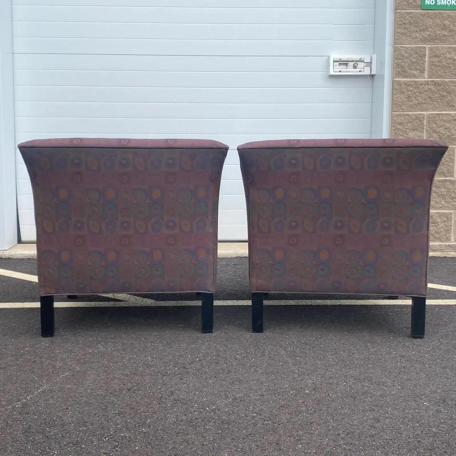 Pair Postmodern Jack Cartwright Morse Lounge Chairs (B) In Fair Condition For Sale In West Chester, PA