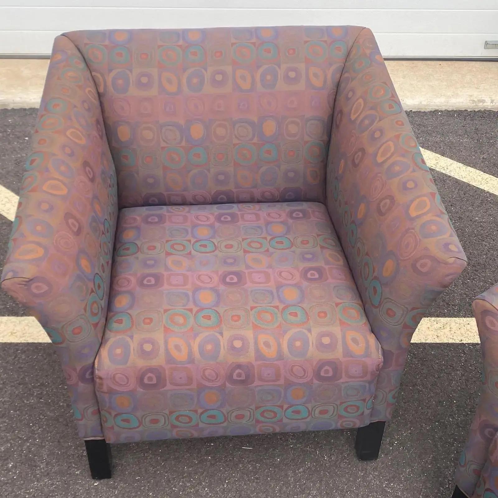Upholstery Pair Postmodern Jack Cartwright Morse Lounge Chairs (B) For Sale