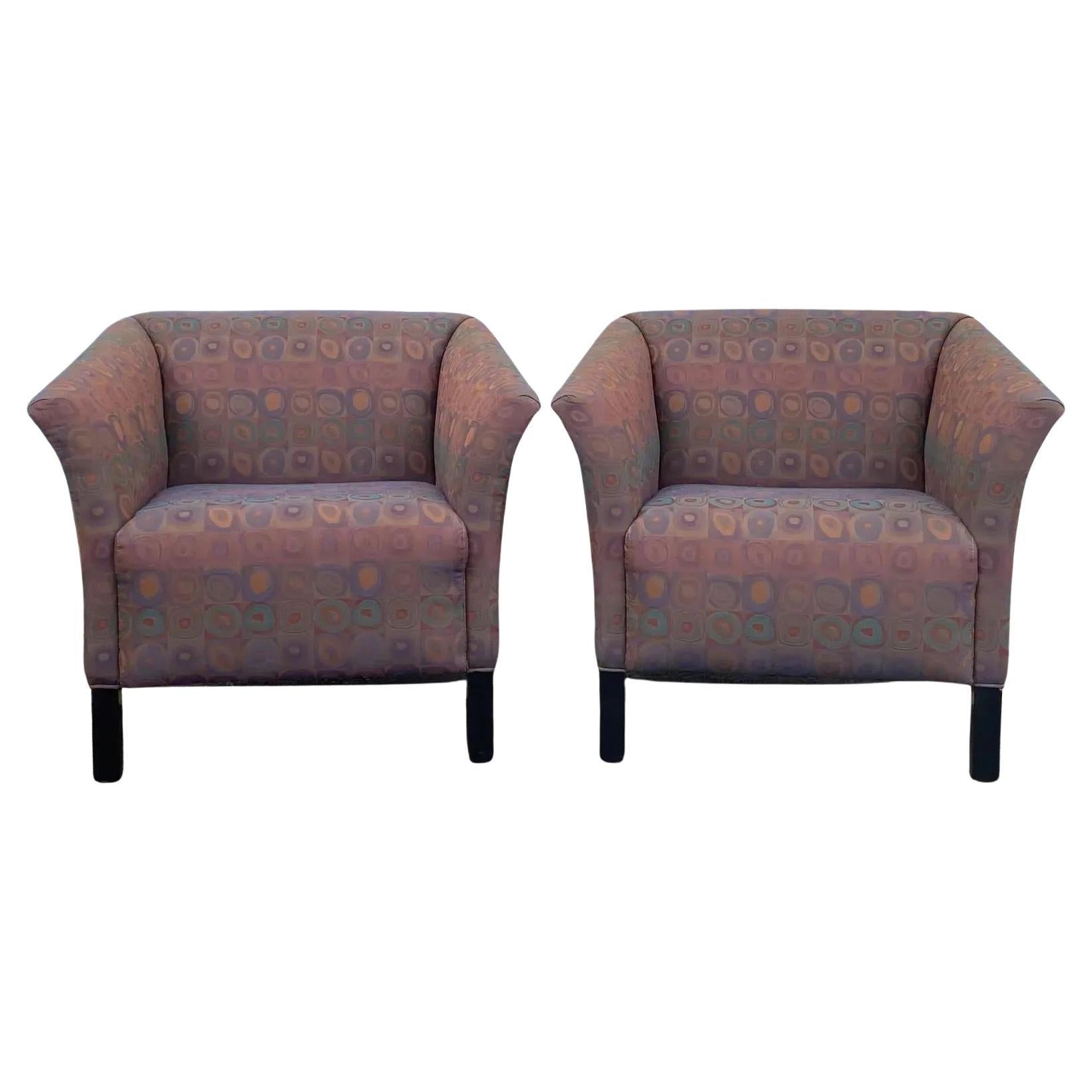 Pair Postmodern Jack Cartwright Morse Lounge Chairs (B) For Sale