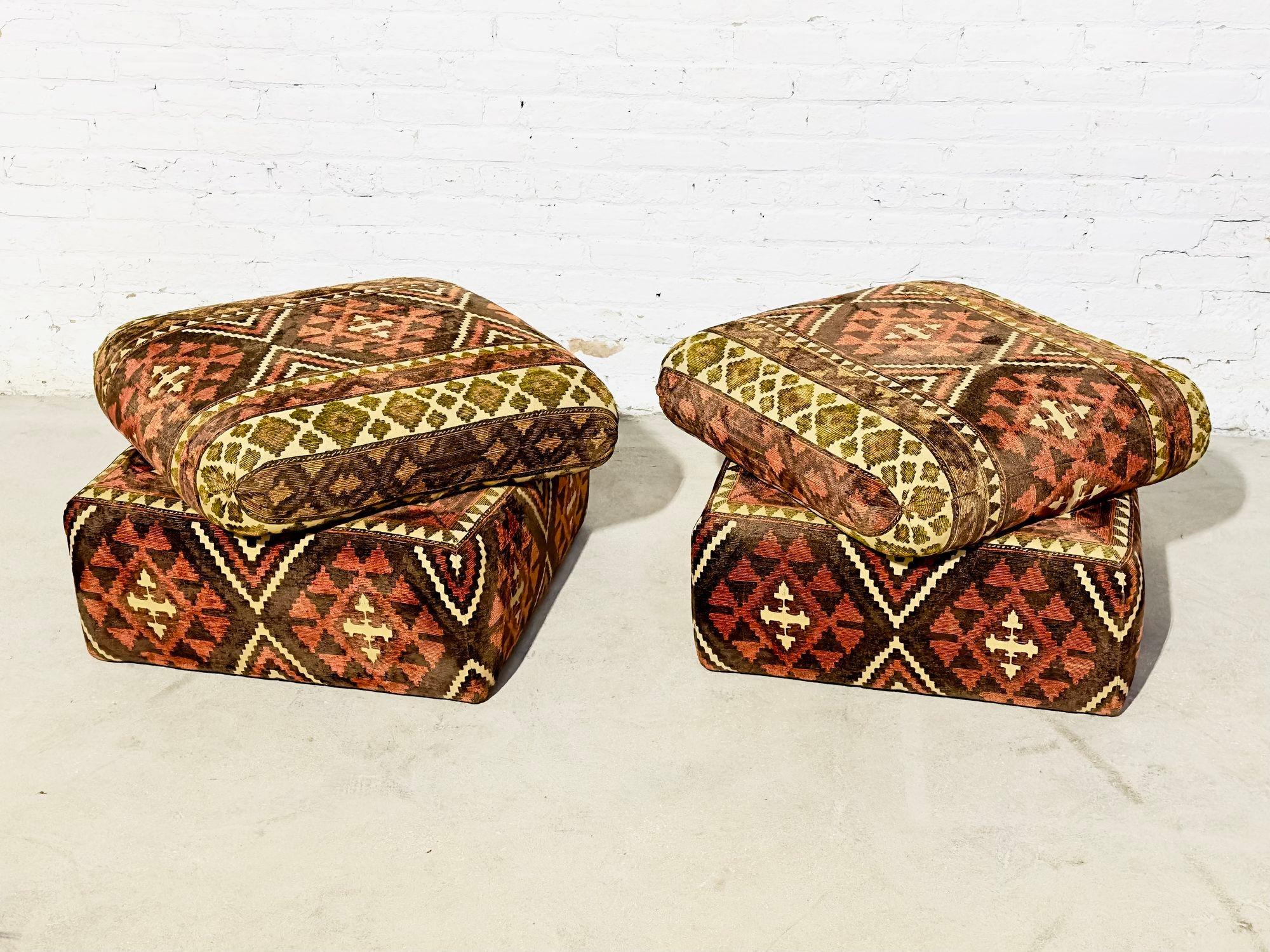 Pair Postmodern Ottomans, 1980 In Good Condition In Chicago, IL
