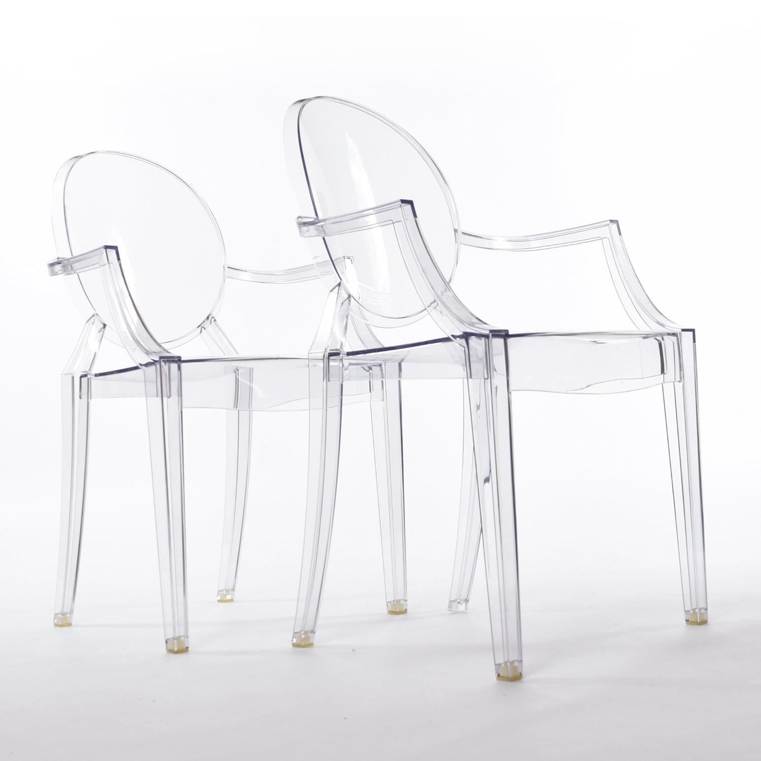 Mid-Century Modern Pair Pre-Owned Philippe Starck Louis Ghost Chairs for Kartell