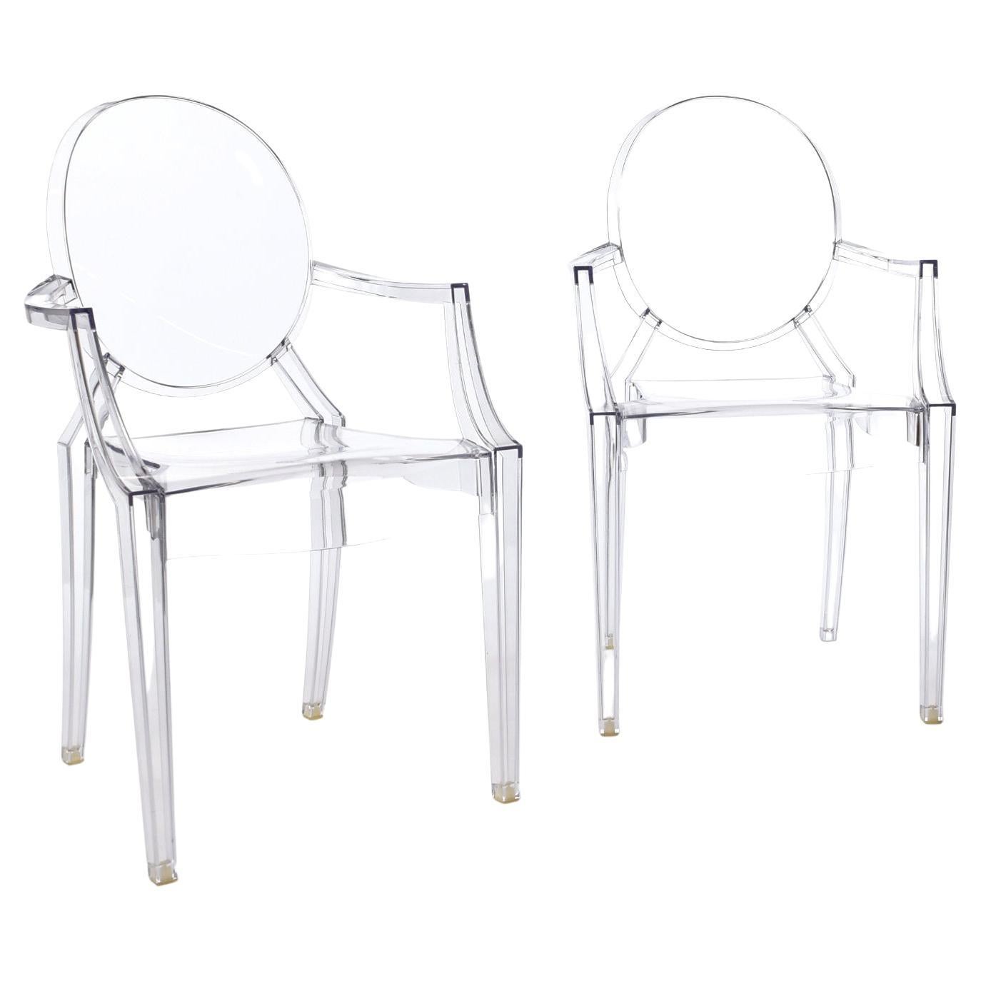Set of 2 Kartell Victoria Ghost Chairs in Crystal by Philippe Starck