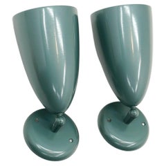 Retro Pair Prescolite Sconces, Outdoor or Indoor, New Old Stock with Box, Blue Green