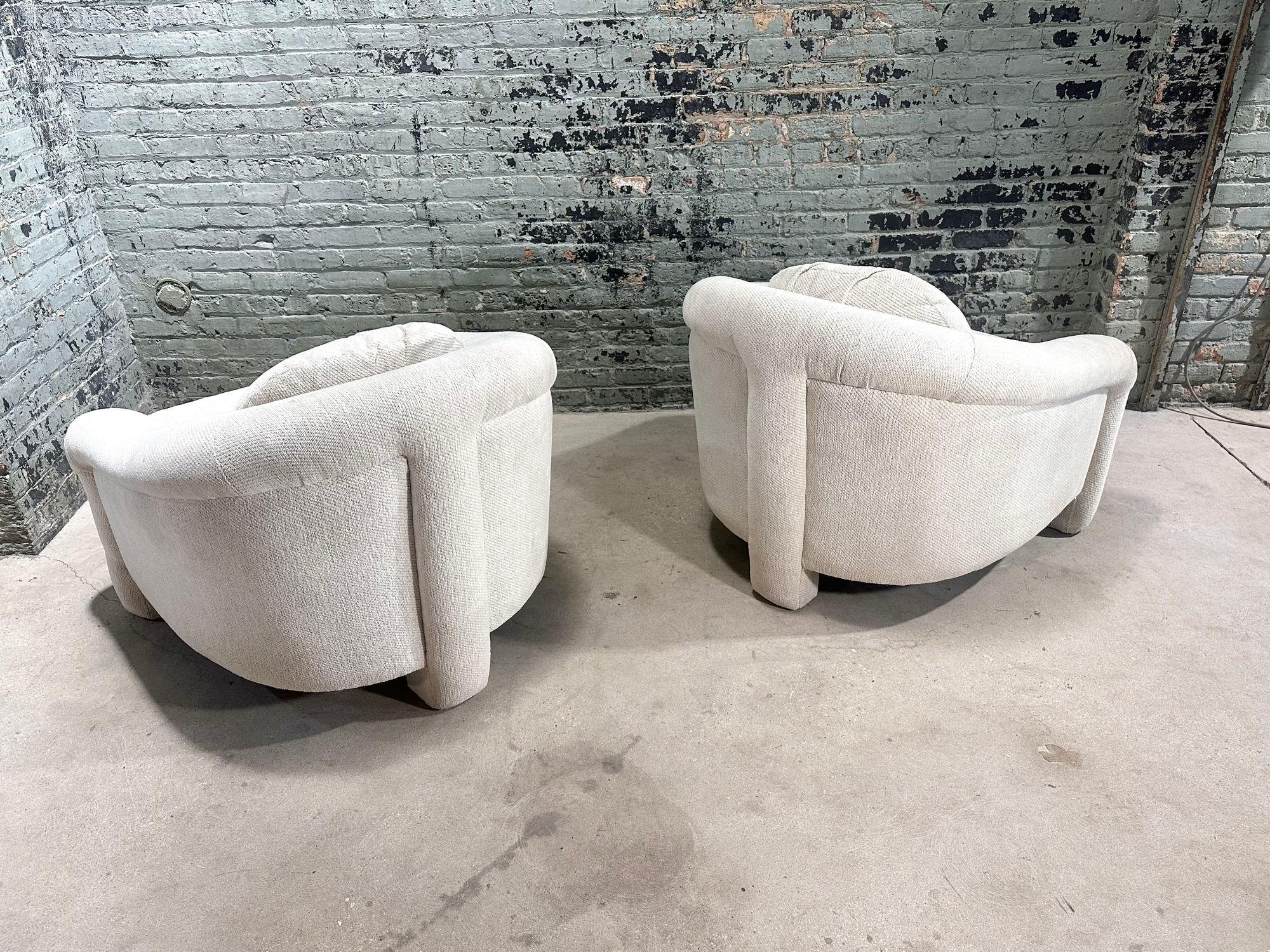 Upholstery Pair Preview Tripod Lounge Chairs, 1980 For Sale