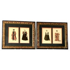 Pair Prints of French Noble Couples of 16th Century Made Mid-19th Century France
