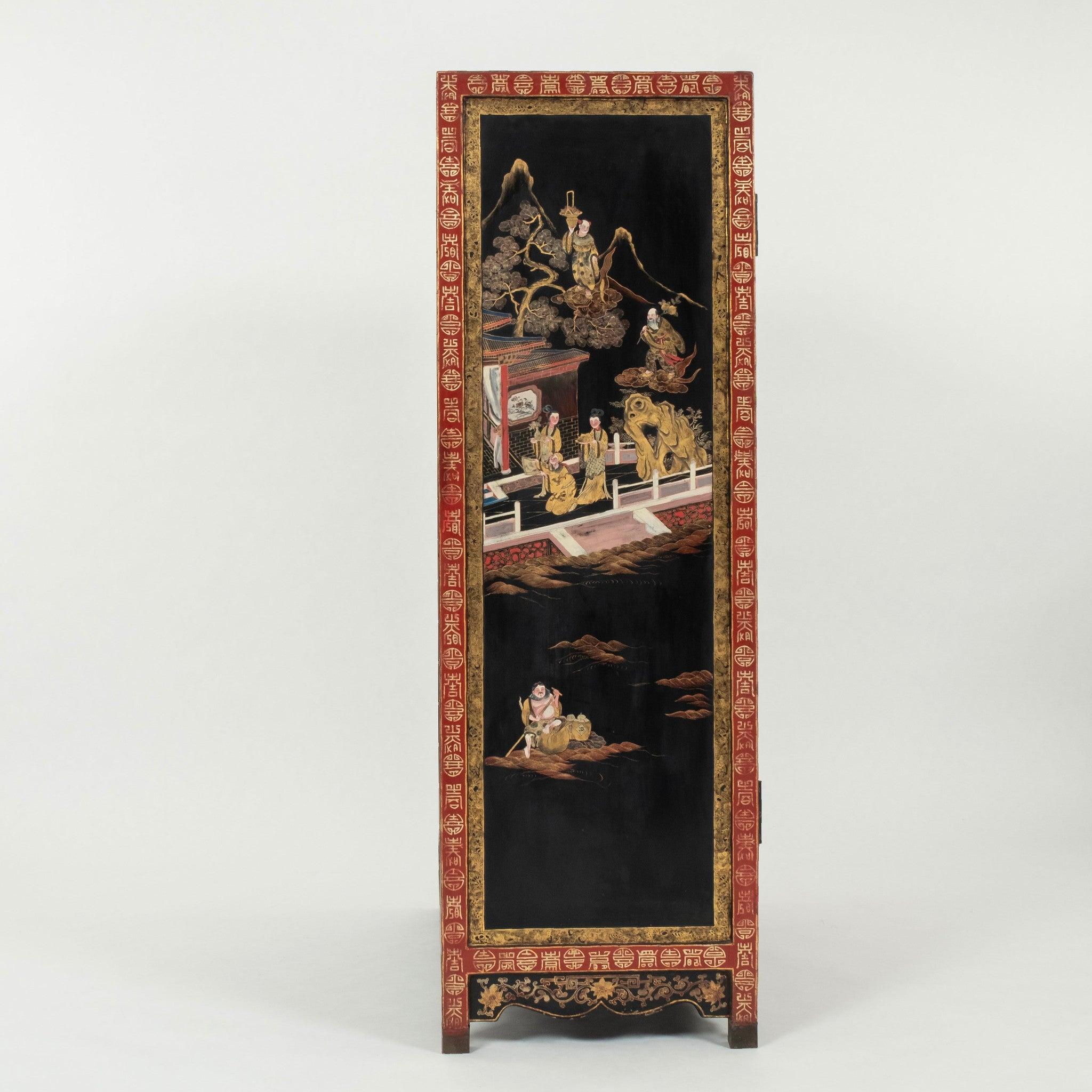 Pareja de armarios lacados de la dinastía Qing Chino