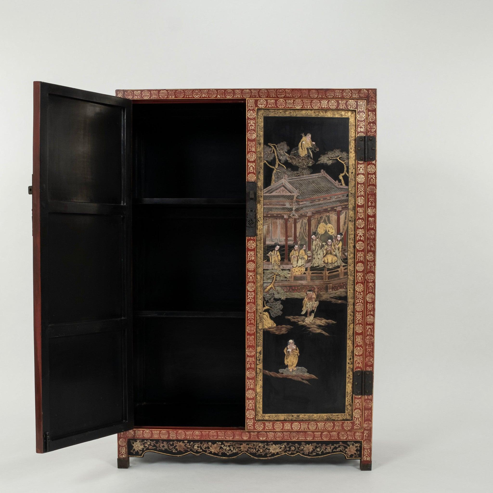 Pareja de armarios lacados de la dinastía Qing Madera