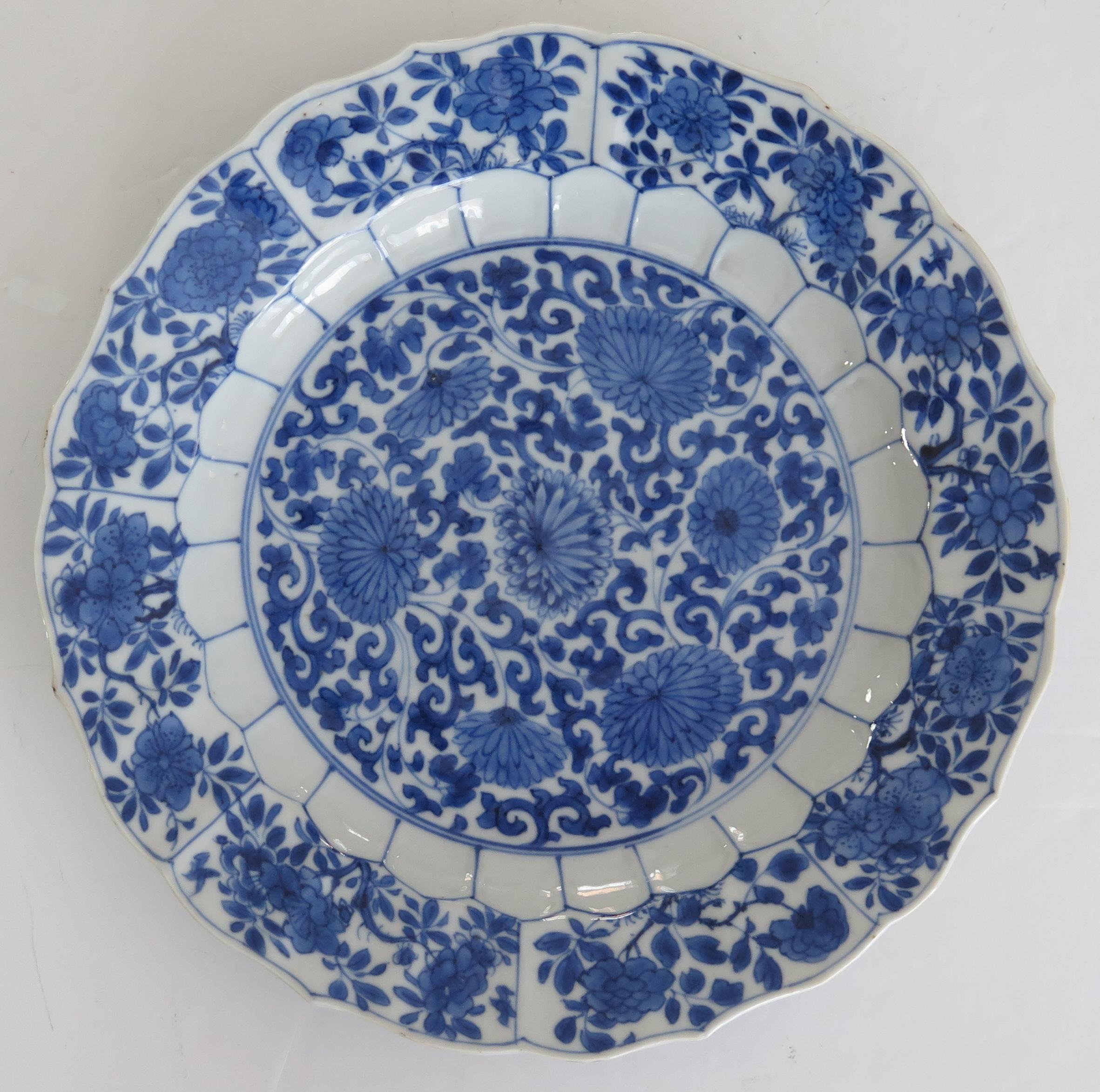 17th Century Pair Qing Kangxi Chinese Porcelain Plates Blue & White Mark & Period, circa 1680
