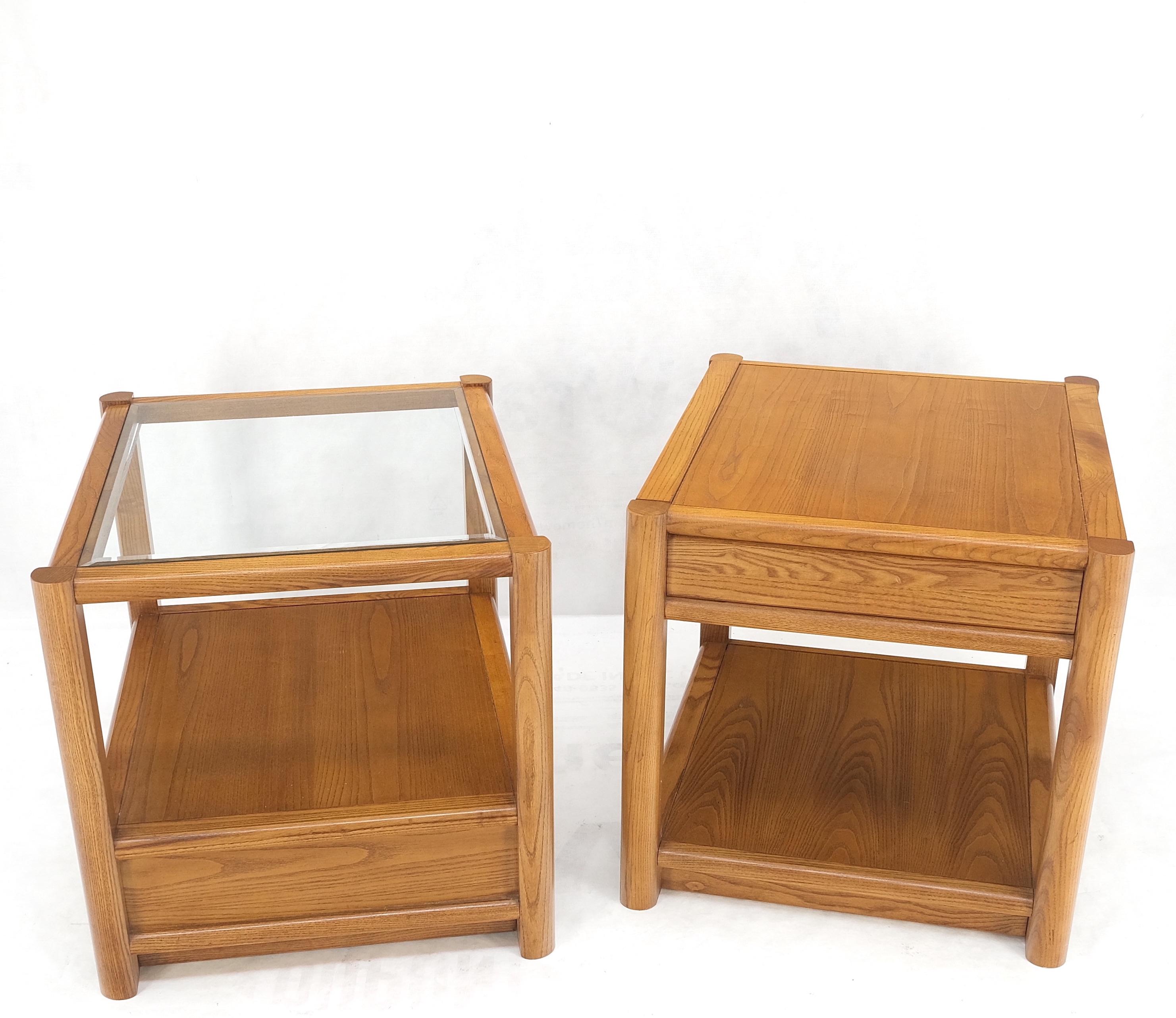 Pair Quality Glass Top One Drawer Side End Tables Nightstands Thomasville Mint! For Sale 6