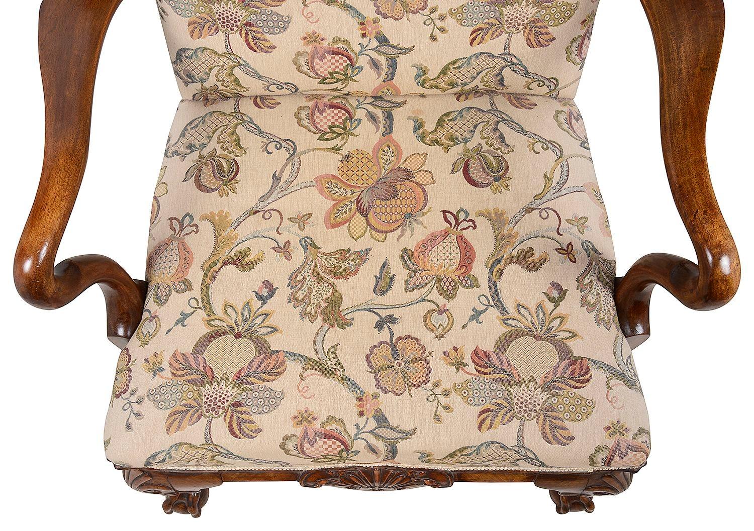 Pair Queen Anne style arm chairs, circa 1900 For Sale 3
