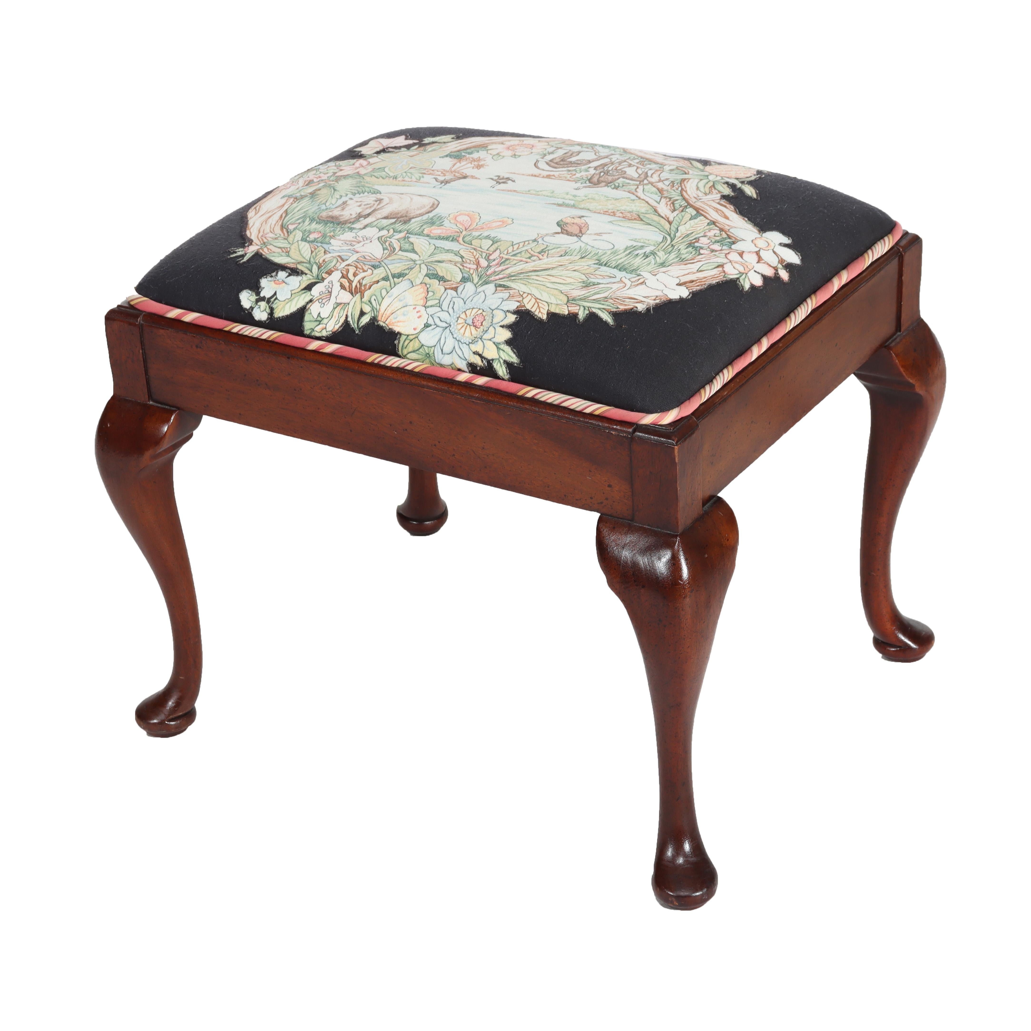 20th Century Pair Queen Anne Style Footstools 20thC For Sale