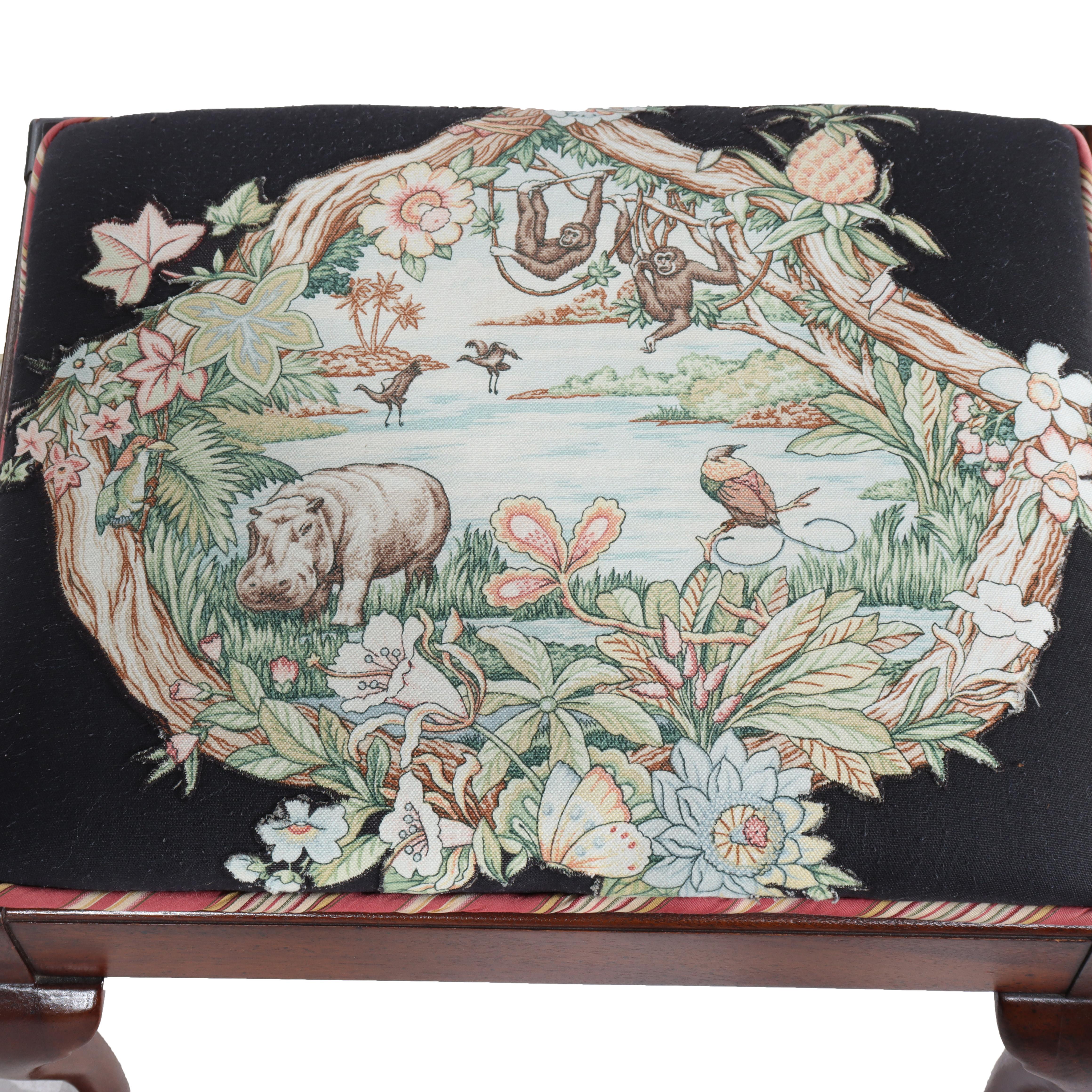 Mahogany Pair Queen Anne Style Footstools 20thC For Sale