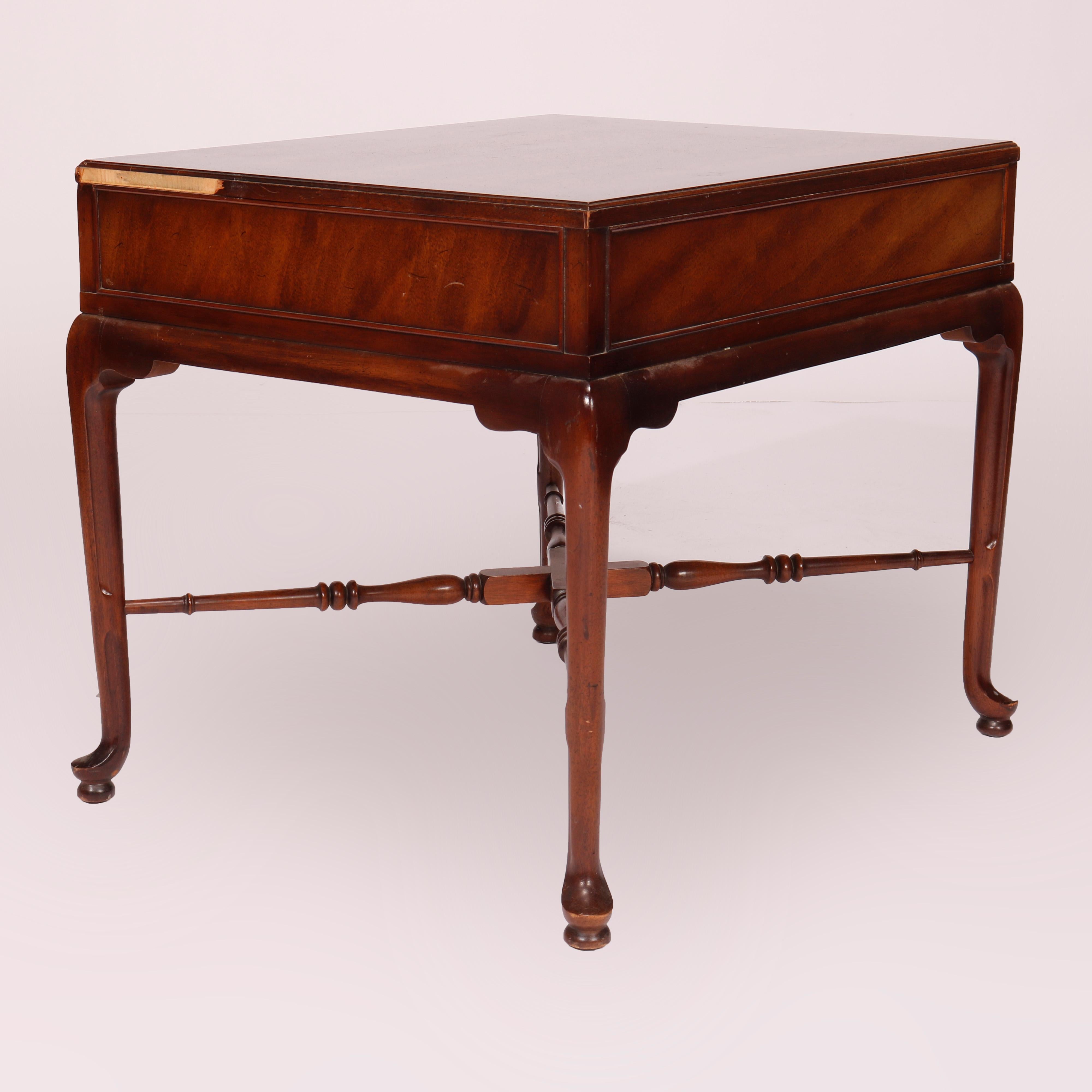 Pair Queen Anne Style Heritage Signers Collection Walnut Side Tables, 20th C 6