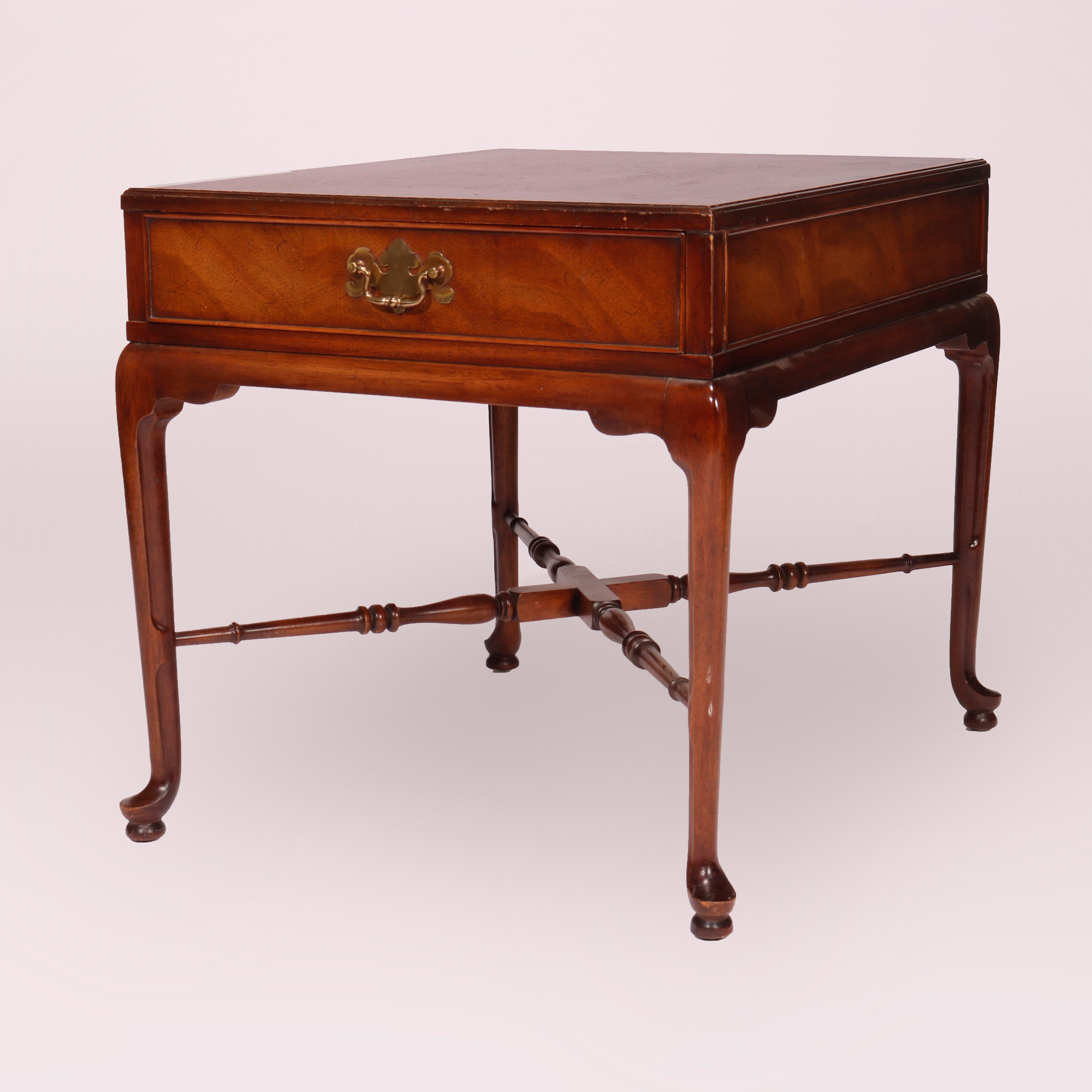 20th Century Pair Queen Anne Style Heritage Signers Collection Walnut Side Tables, 20th C
