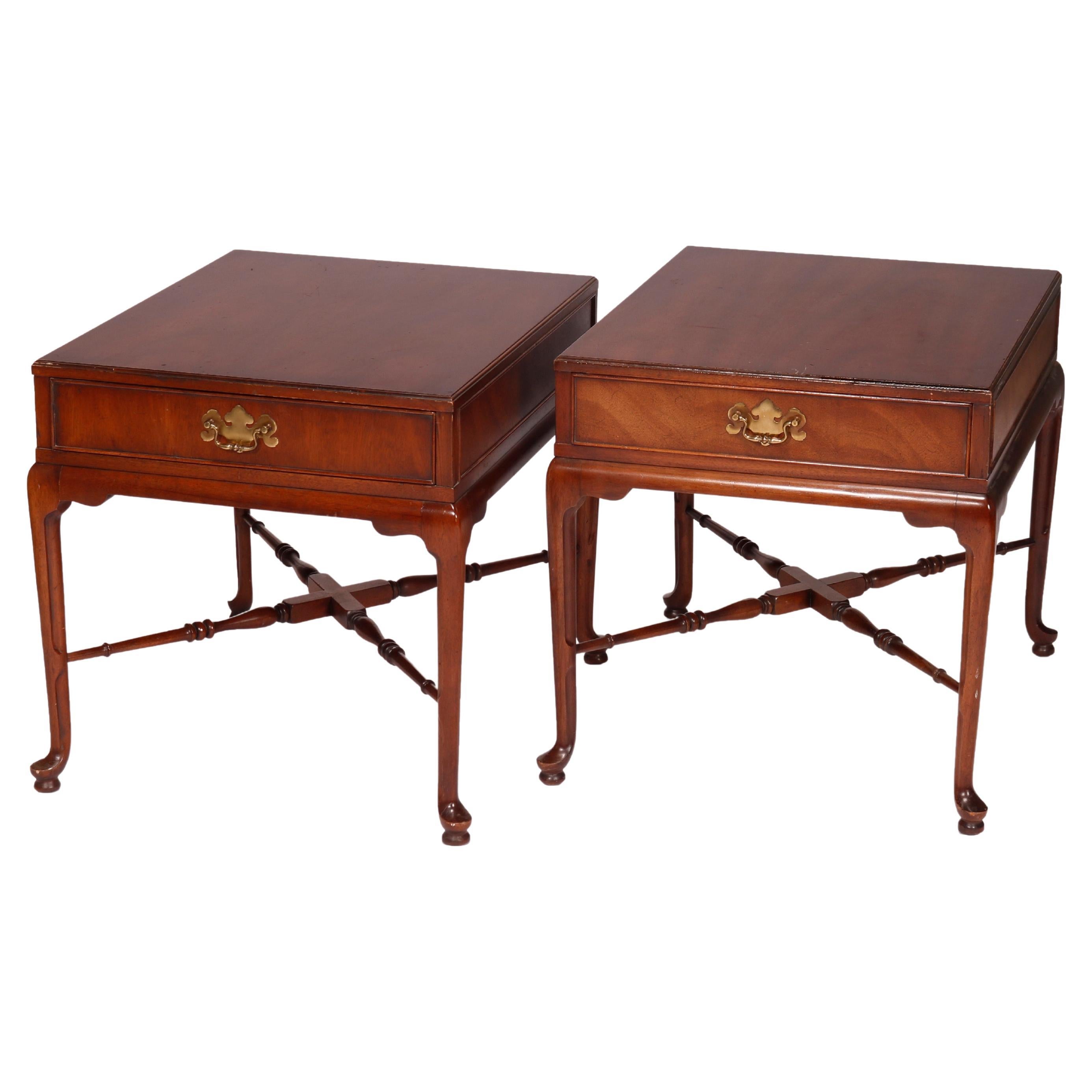 Pair Queen Anne Style Heritage Signers Collection Walnut Side Tables, 20th C