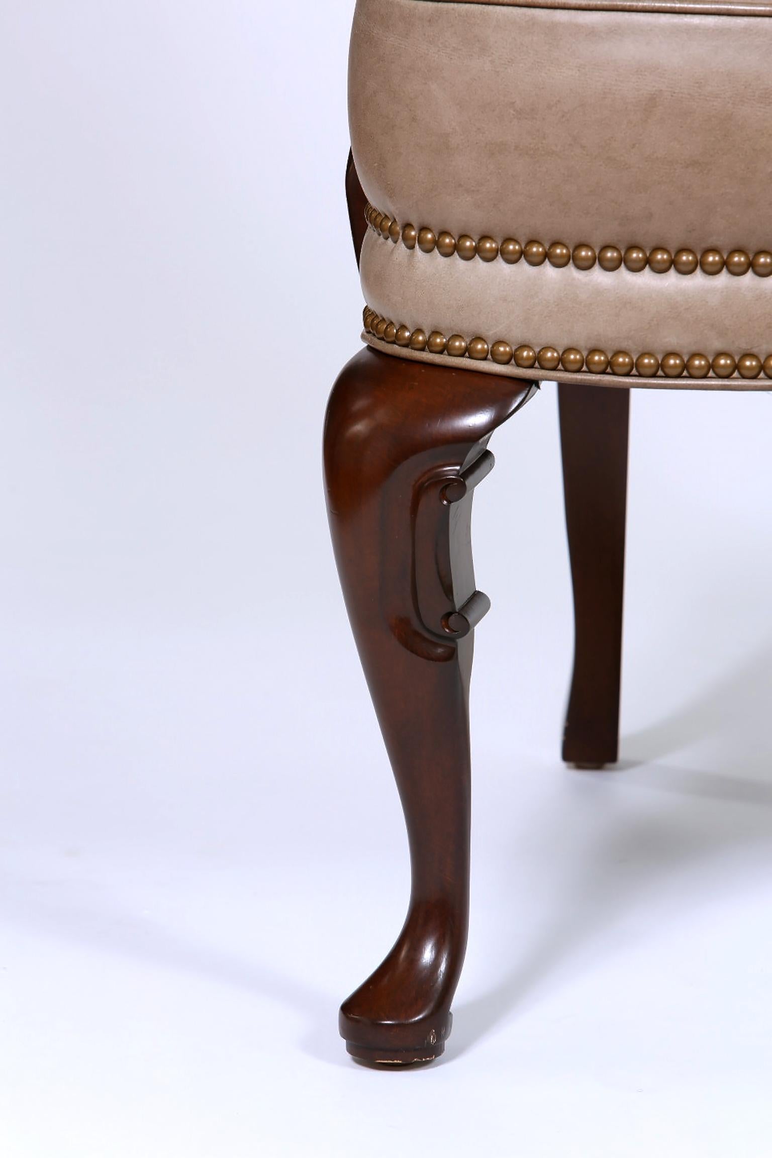 queen anne chair leather