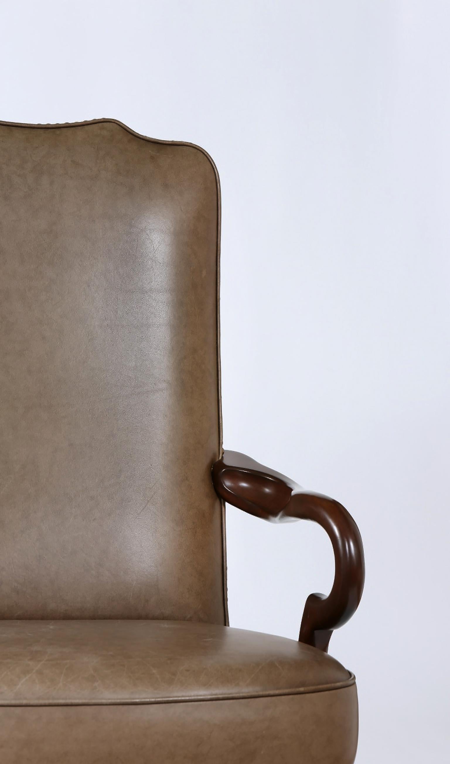 queen anne leather chairs