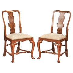 Pair Queen Anne Walnut Revival Side Chairs, circa 1920s