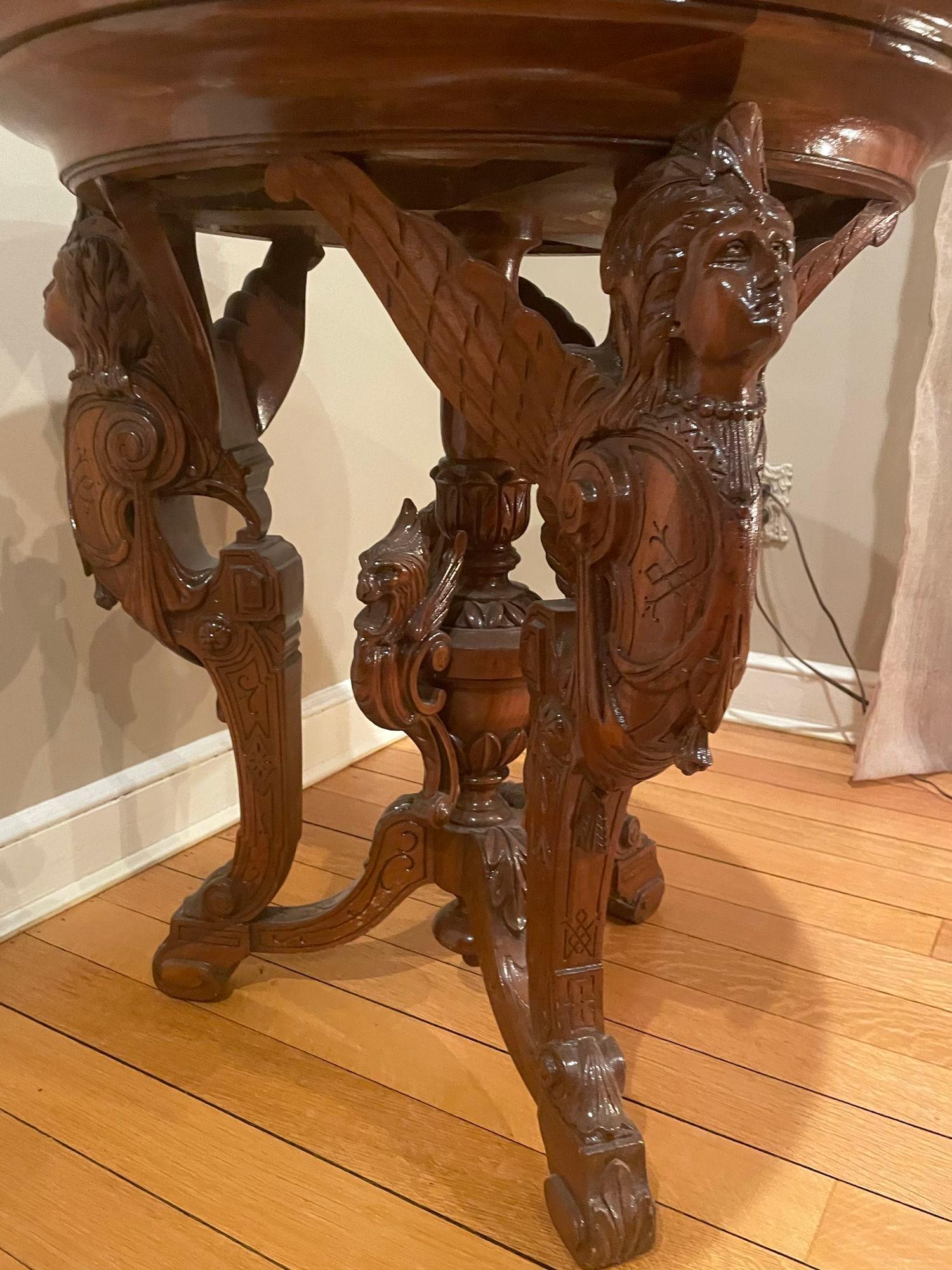 Pair R. J. Horner End Tables, Side or Pedestal Tables, Carved, Inlaid, Rare In Good Condition For Sale In Stamford, CT