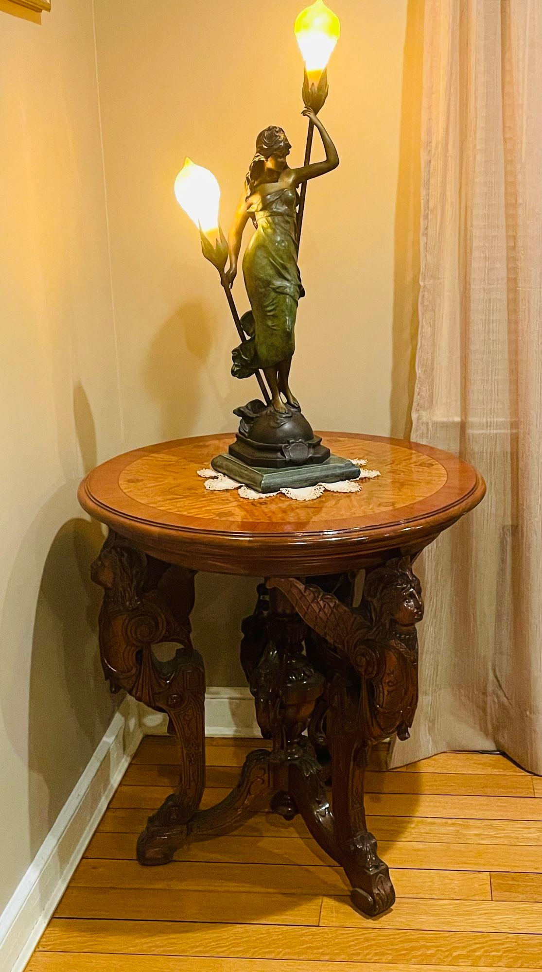 Pair R. J. Horner End Tables, Side or Pedestal Tables, Carved, Inlaid, Rare For Sale 2
