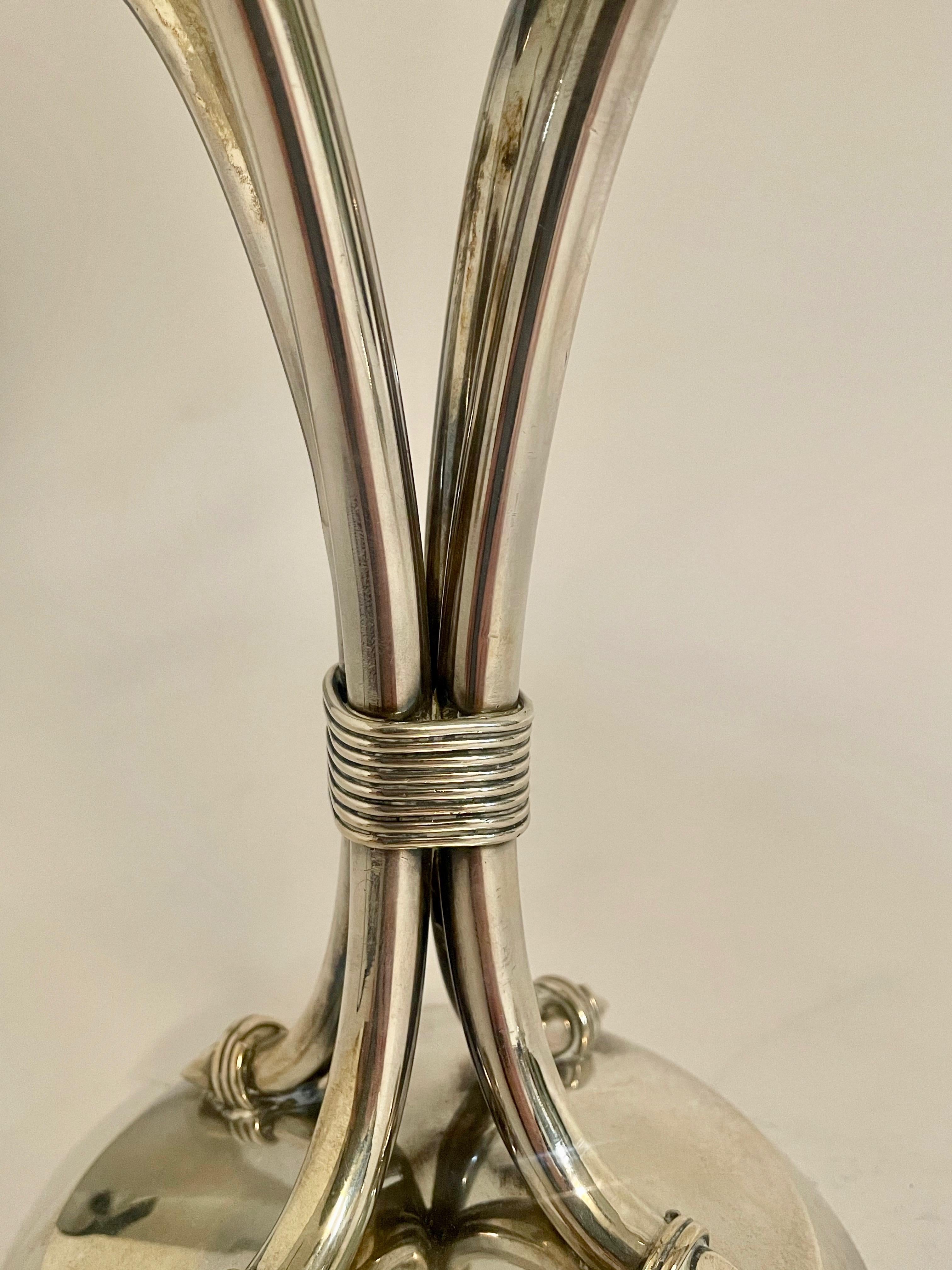 Pair of Rafael Torres Spanish Modernist Silver Candelabra, circa 1980 For Sale 3