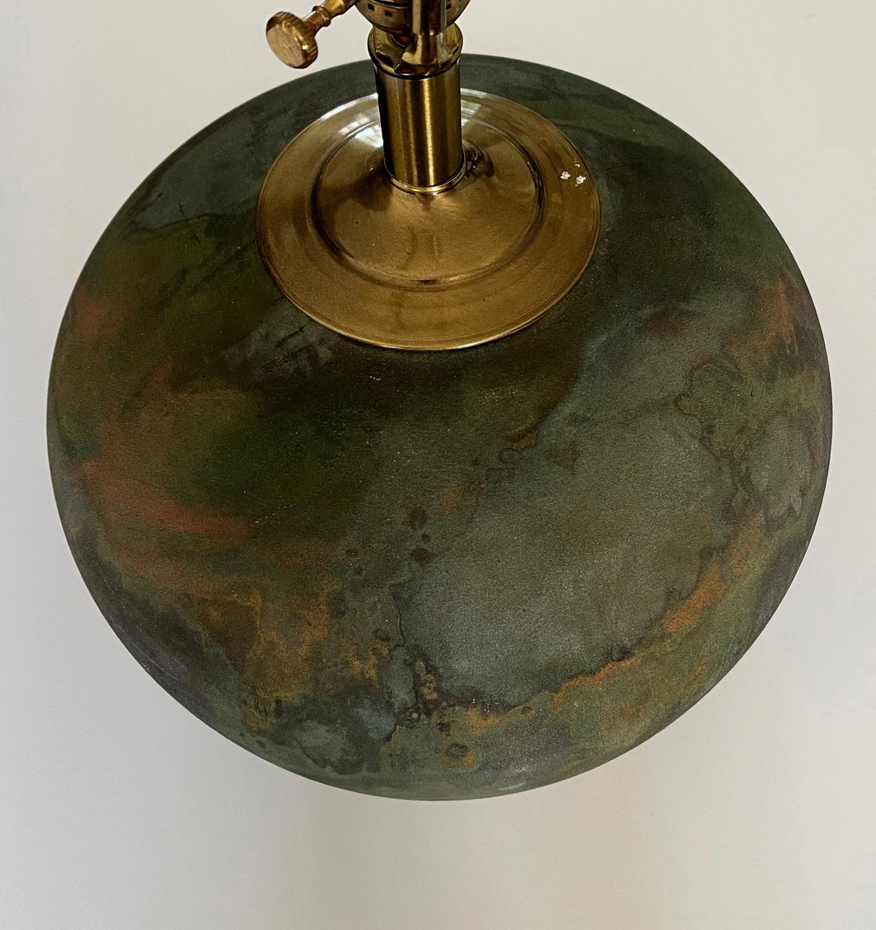 Modern Pair Raku-glazed Studio Pottery Spheroid-shaped Lamps For Sale