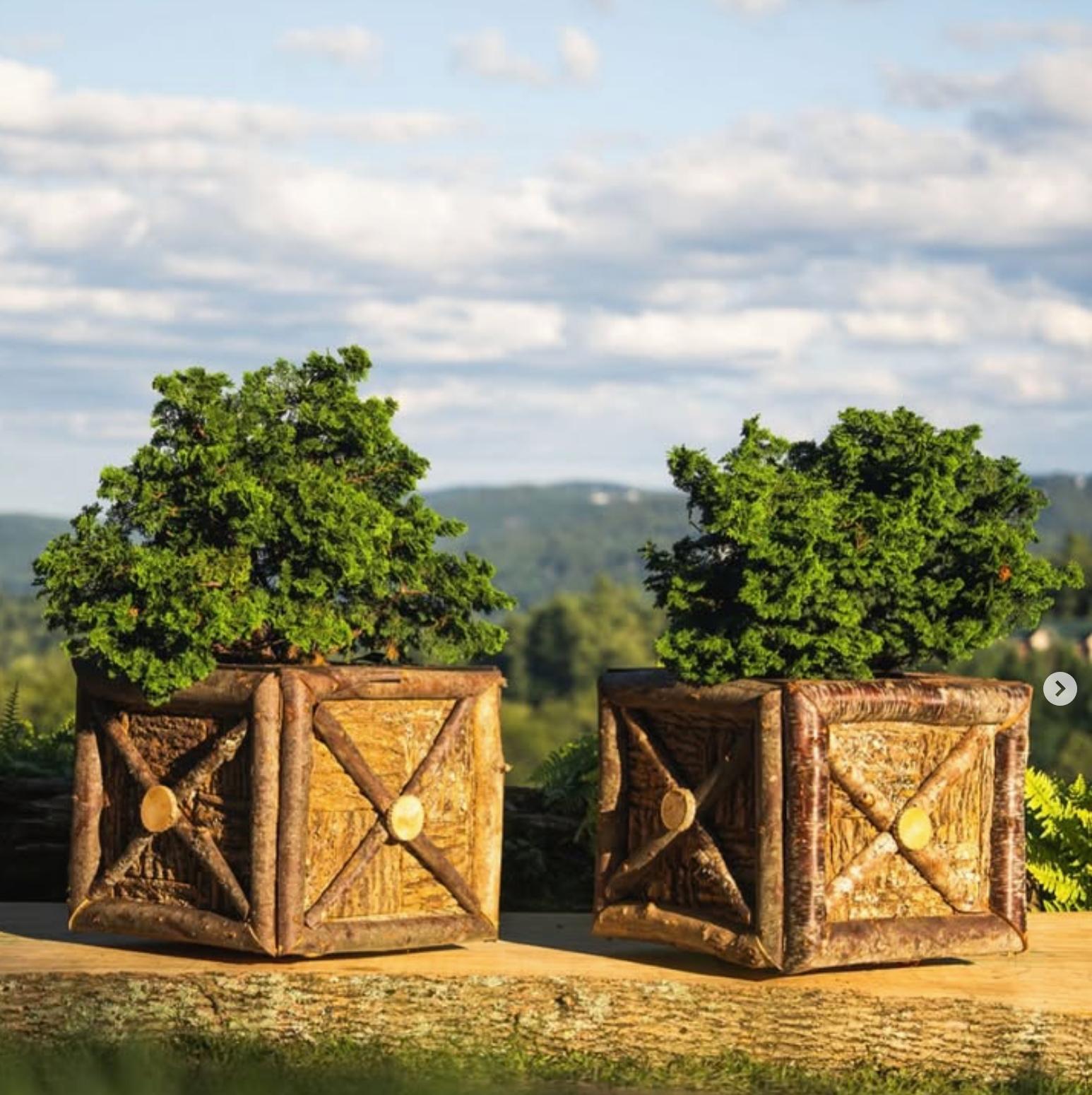 American Pair Raleigh Adams Artisanal Pisgah Woodlands Planter Boxes For Sale