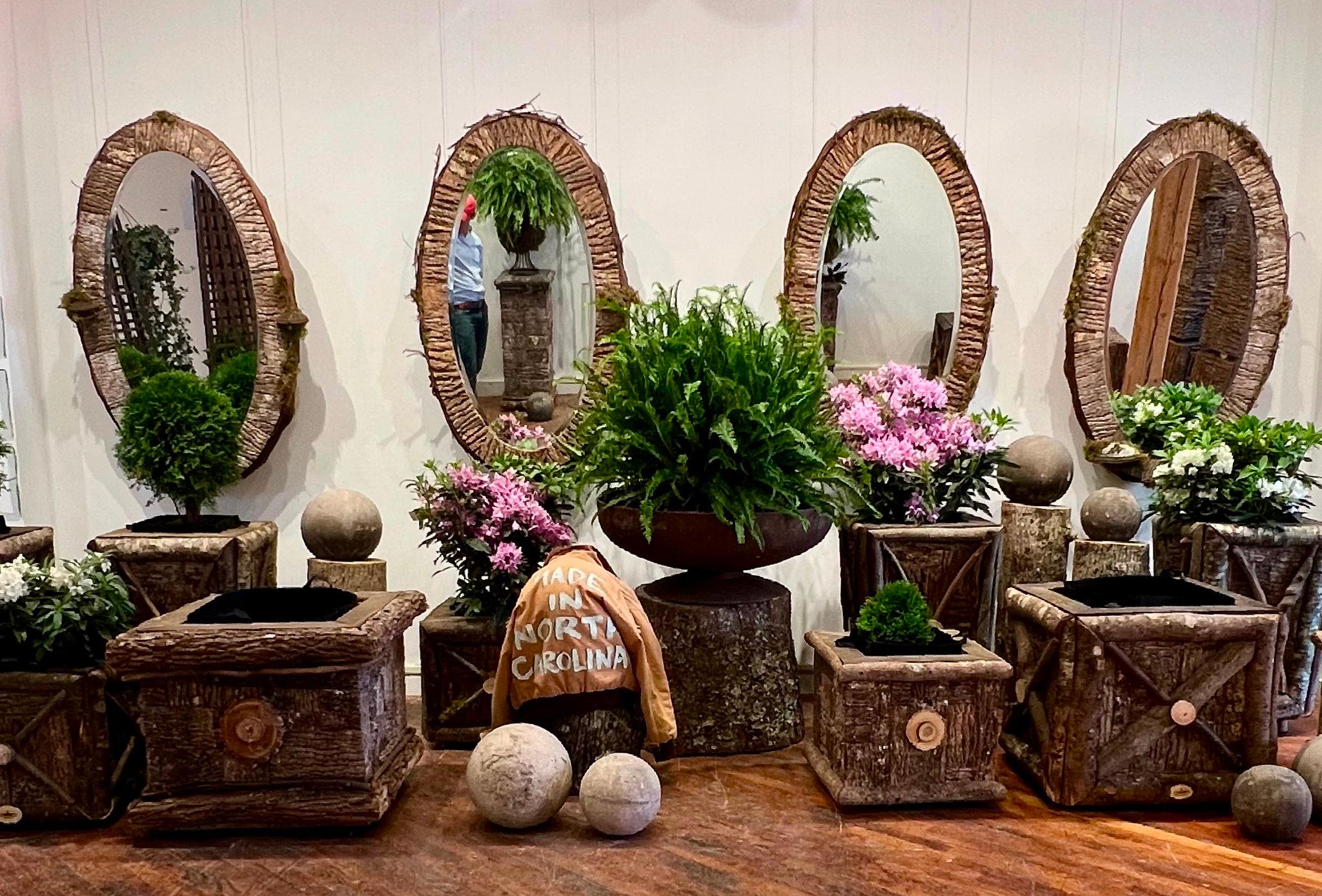 Contemporary Pair Raleigh Adams Artisanal Pisgah Woodlands Planter Boxes For Sale