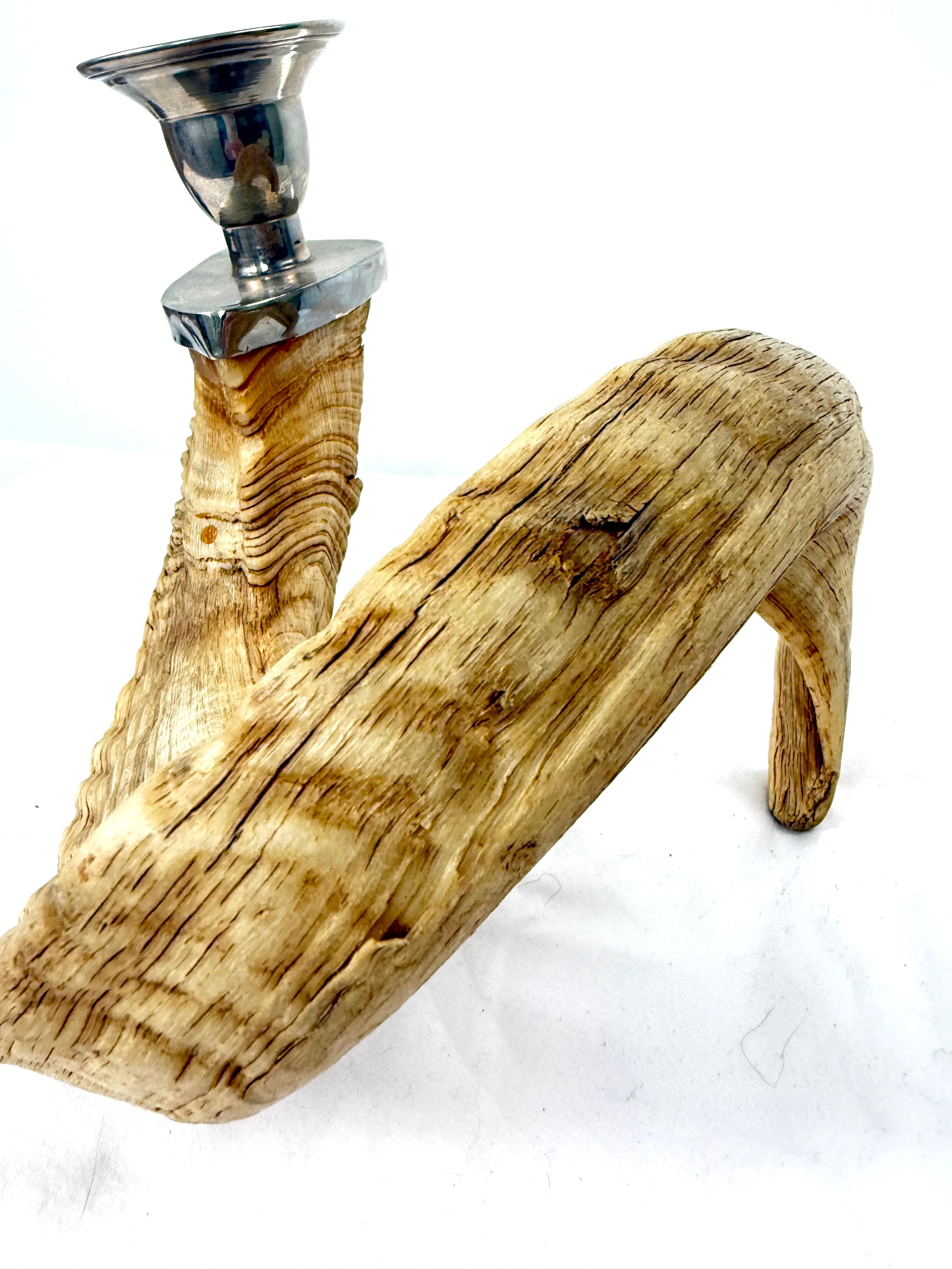 Pair Ram Horn Candlesticks For Sale 2