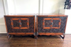 Paire de coffres Morijang coréens, rares et superbes, avec incrustations de bambou, dynastie Joseon