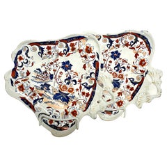 Pareja de Raros Platos de Postre Antiguos Ingleses Minton Ironstone Amherst Japan Pattern